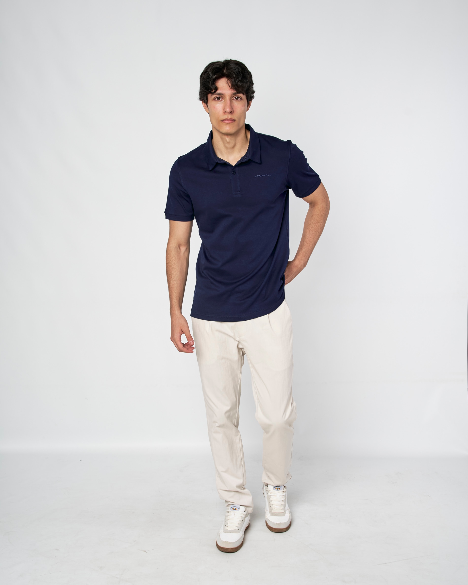 Polo de Malha Interlock Liso Azul-antracite-4