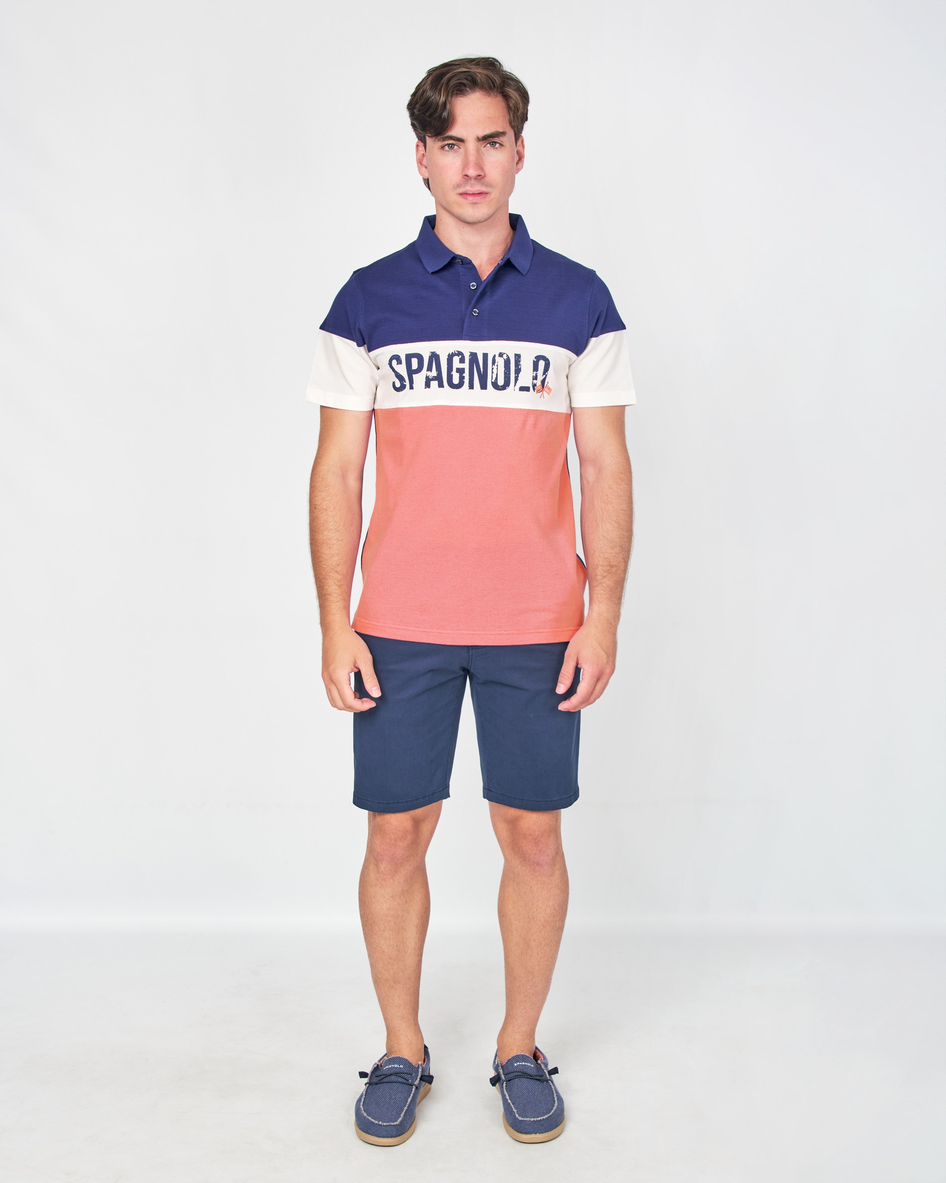 Polo Piqué Azul-marinho / Rosa-4