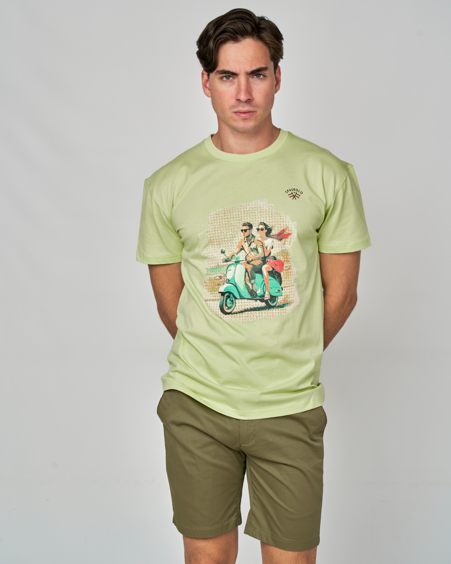 T-shirt Casal em Moto Verde Azeitona-1