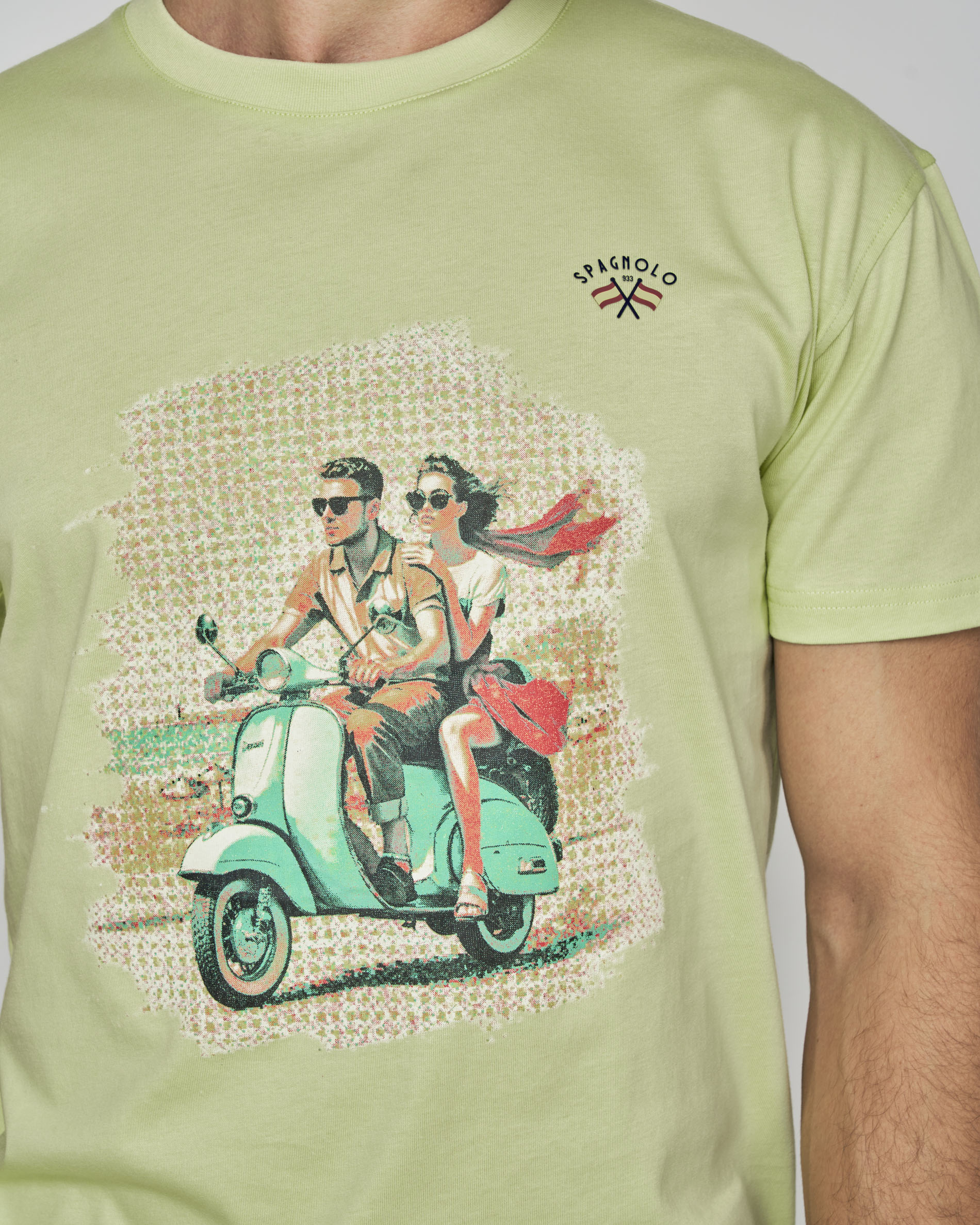 T-shirt Casal em Moto Verde Azeitona-2