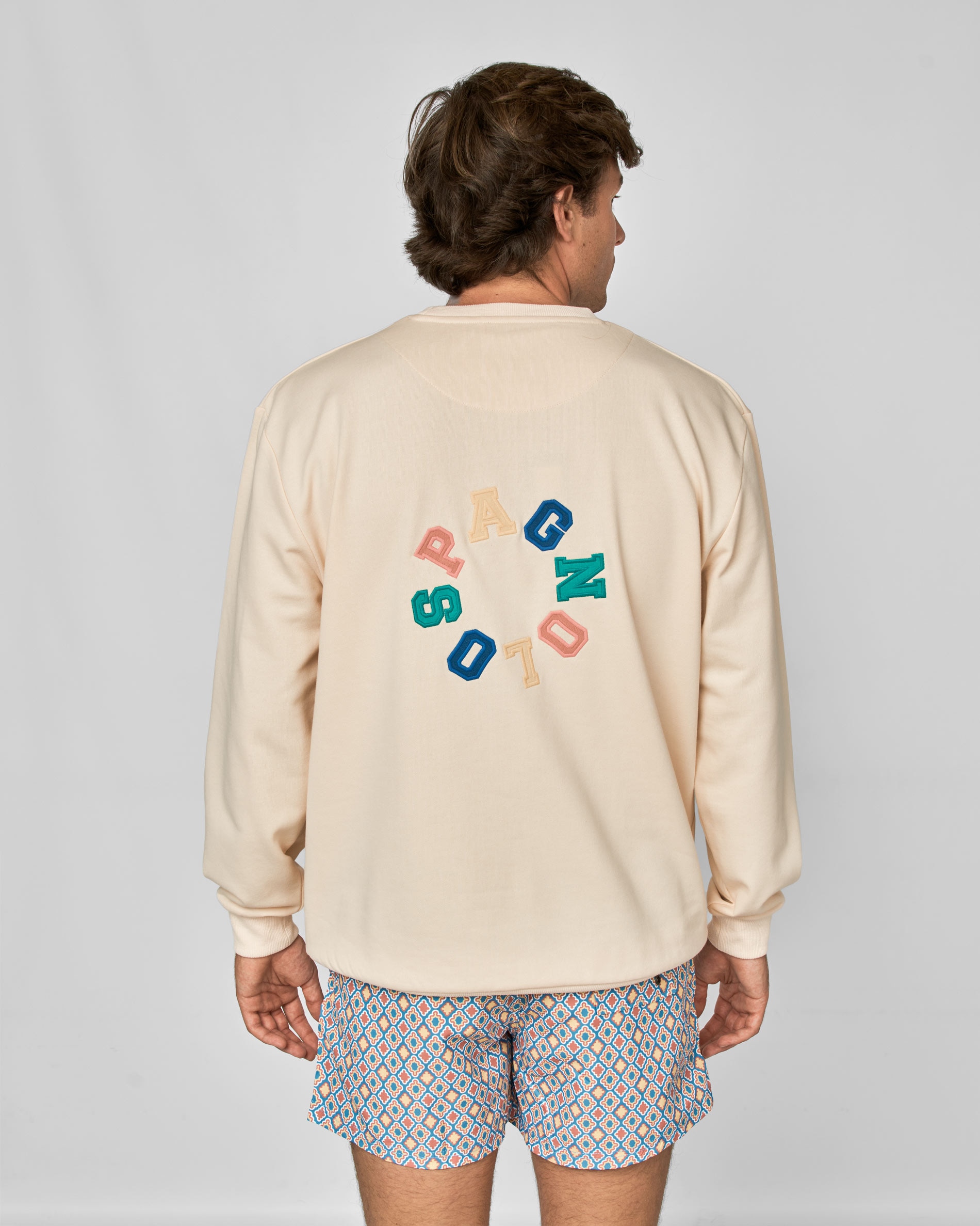 Sweat com Letras nas Costas Bege-3