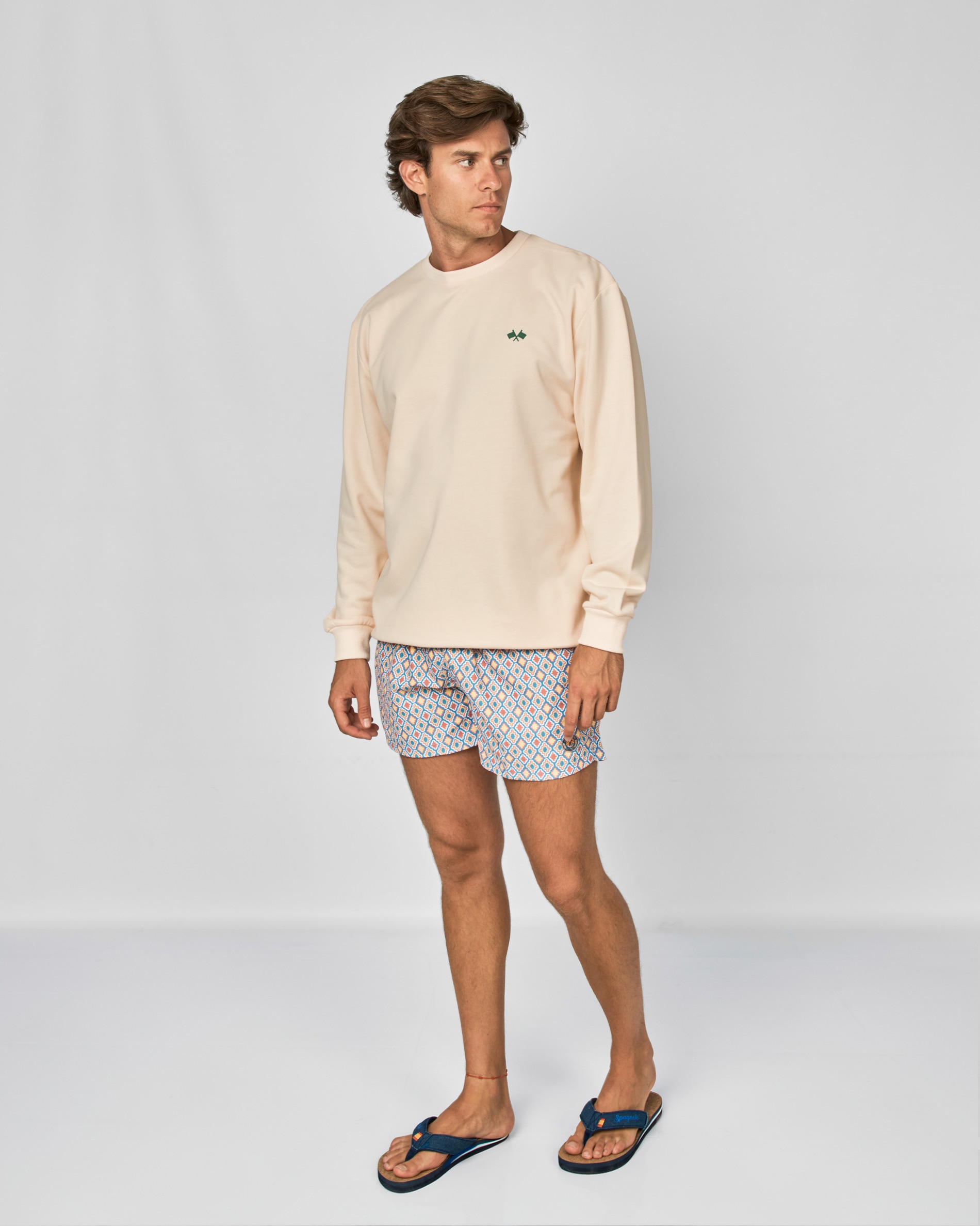 Sweat com Letras nas Costas Bege-4