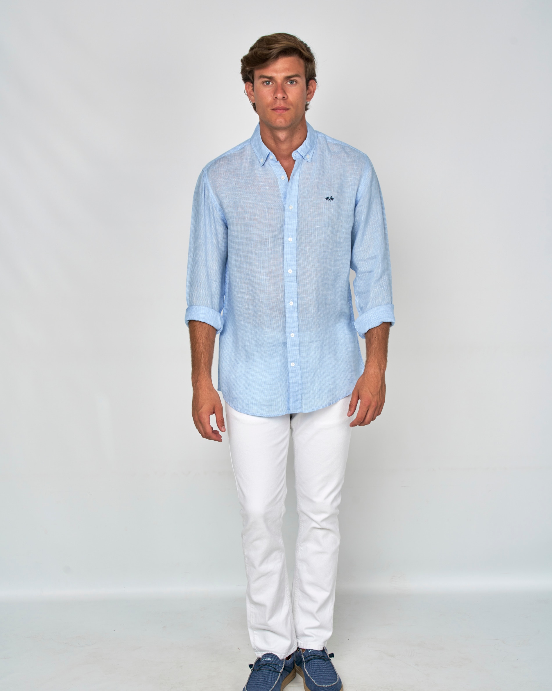 Camisa de Linho Azul-claro-4