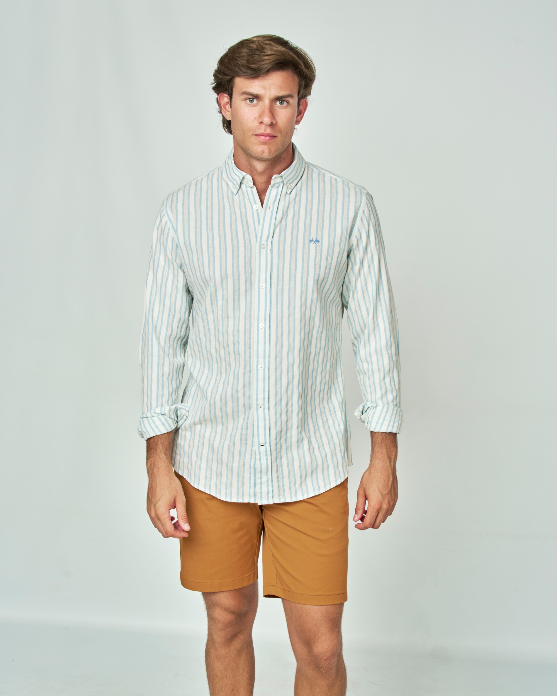 Camisa Rústica Às Riscas Azul / Branco-1