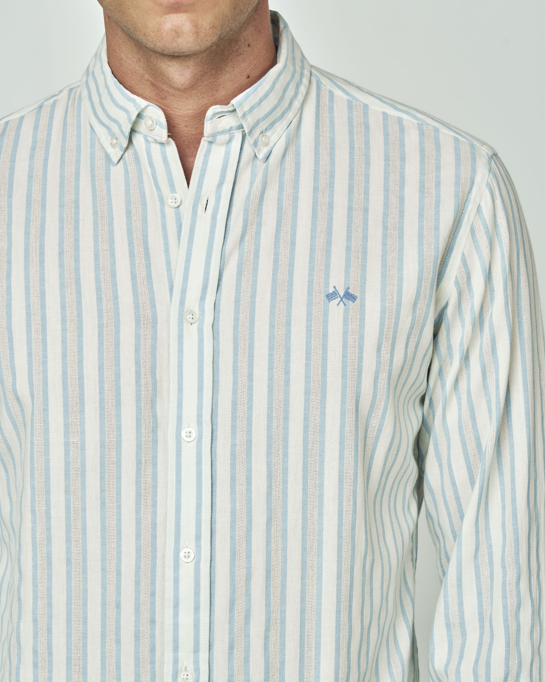 Camisa Rústica Às Riscas Azul / Branco-2