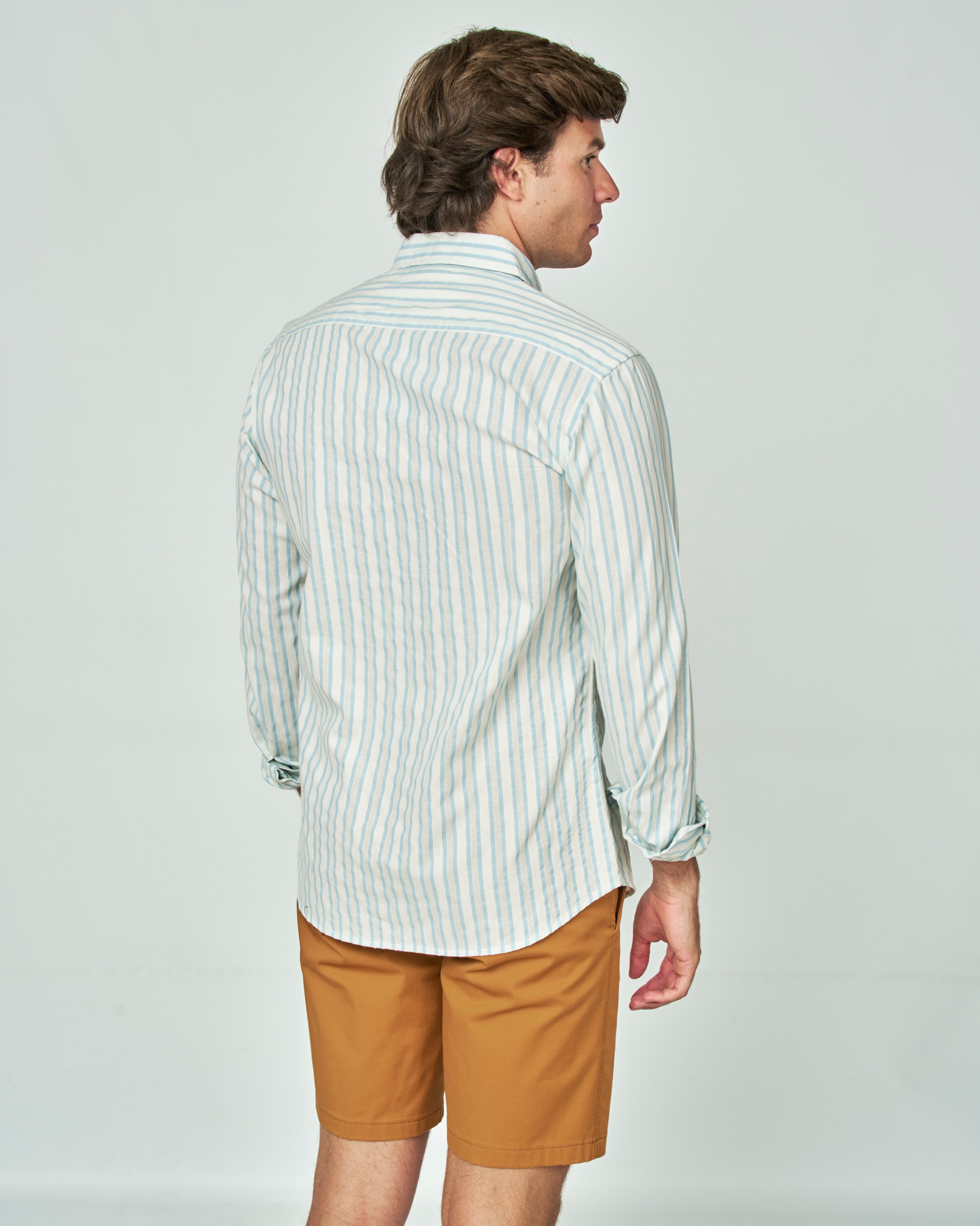 Camisa Rústica Às Riscas Azul / Branco-3