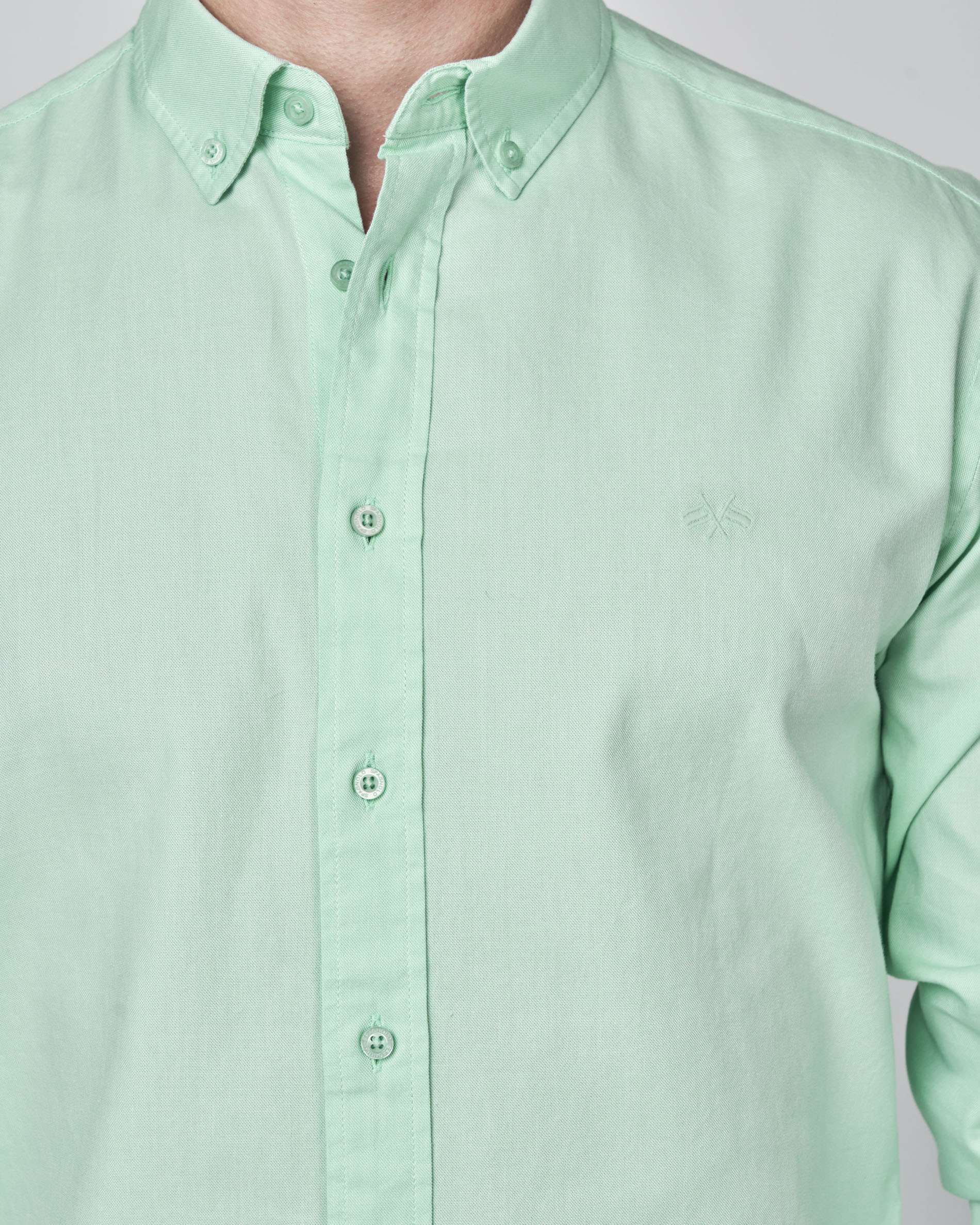 Camisa Micro Oxford Lisa Verde Azeitona-2