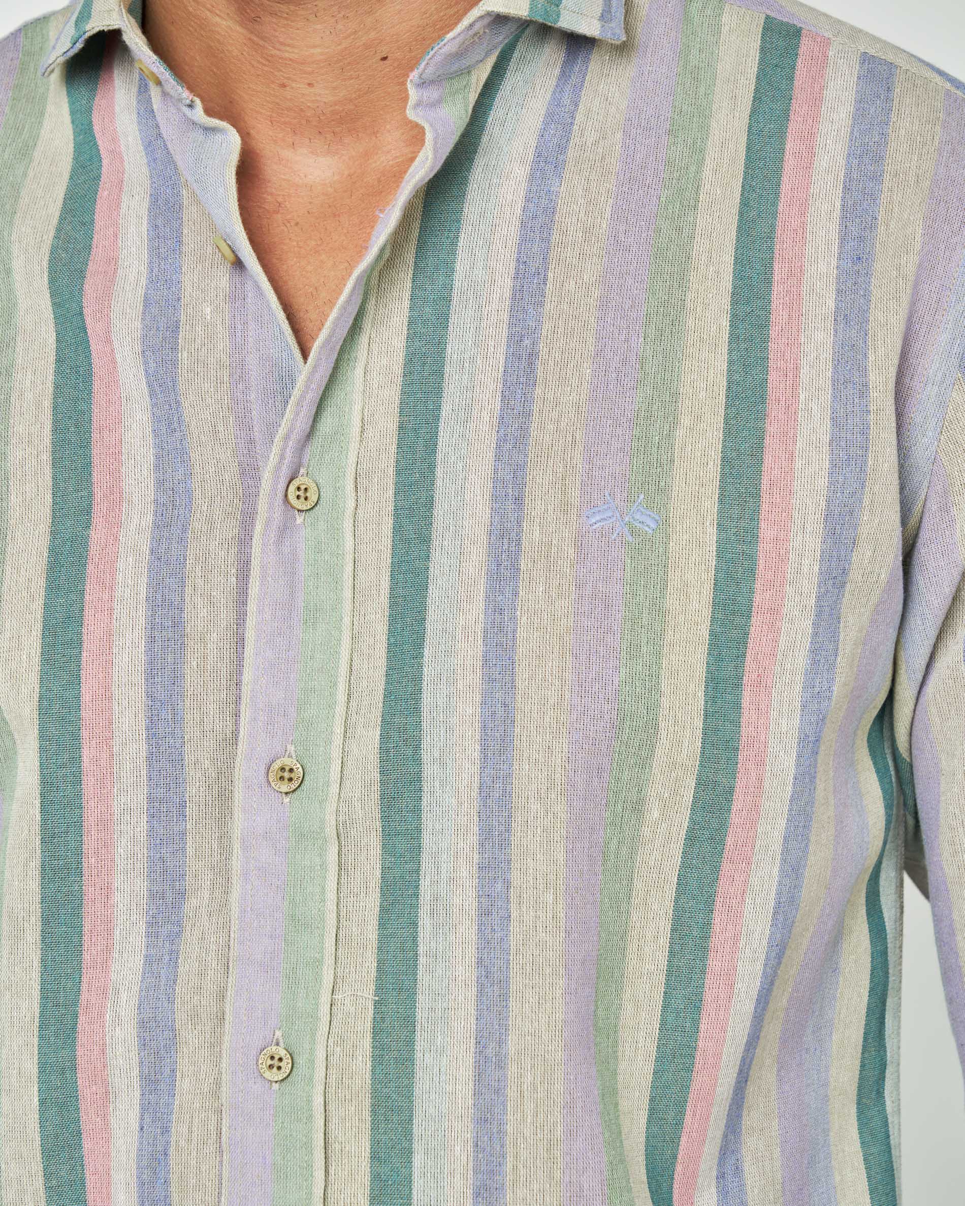 Camisa Rústica Às Riscas Multicolor-2