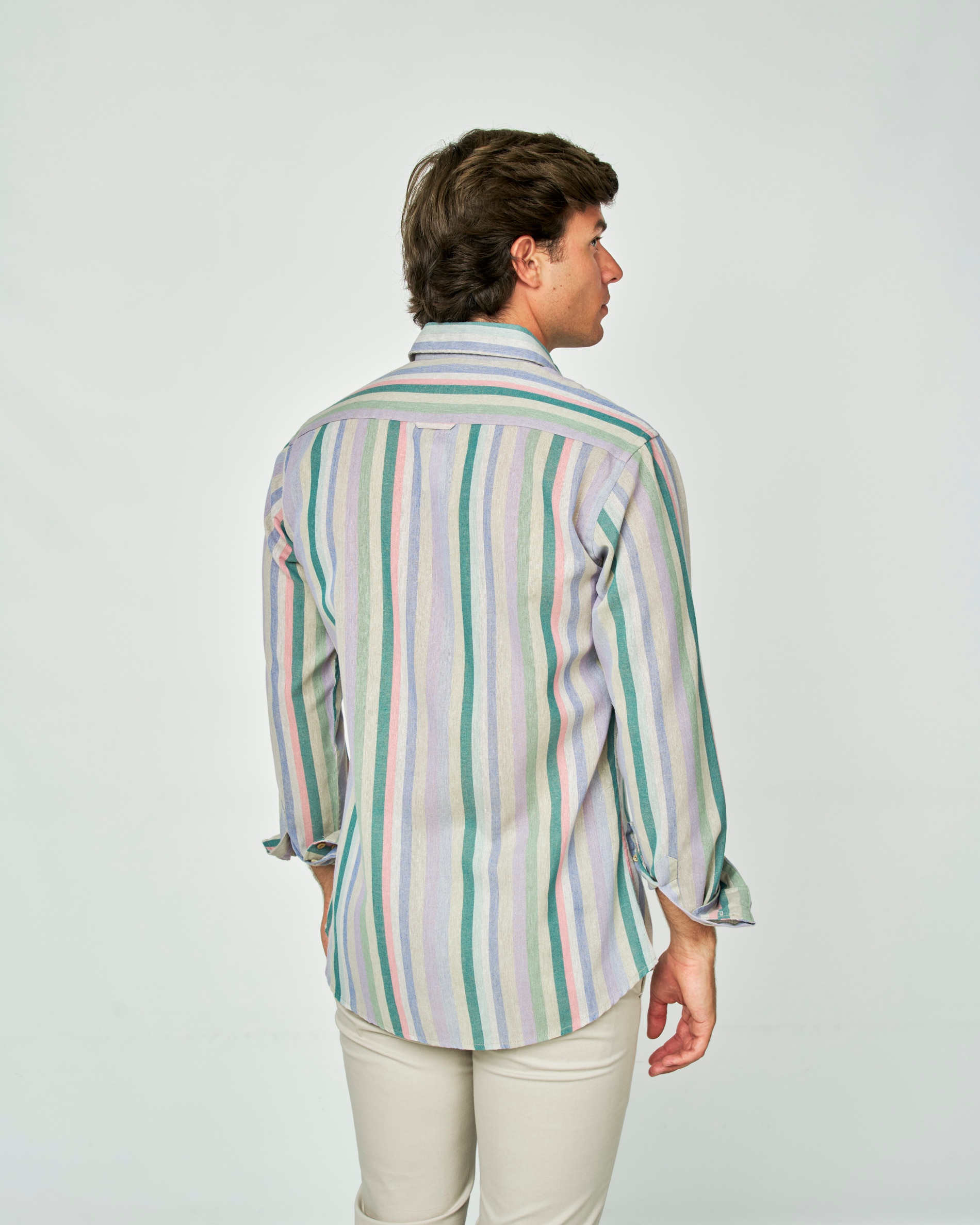 Camisa Rústica Às Riscas Multicolor-3