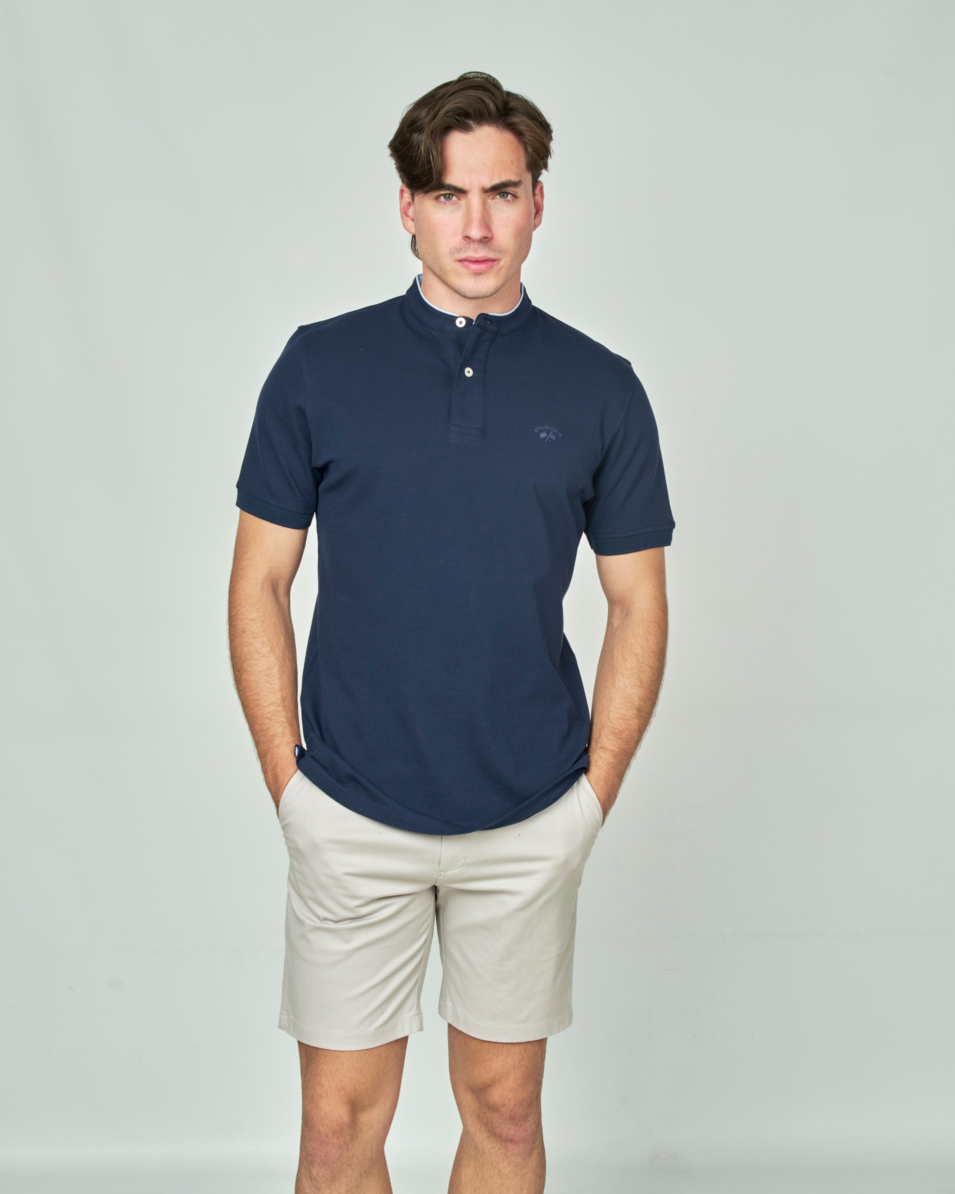 Polo Piqué Mao Liso Azul-marinho-1