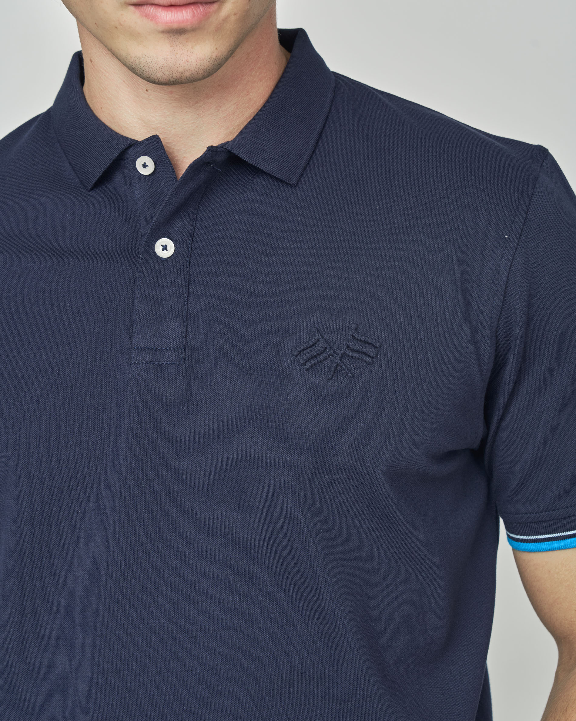 Polo Piqué Contraste Liso Azul-marinho-2