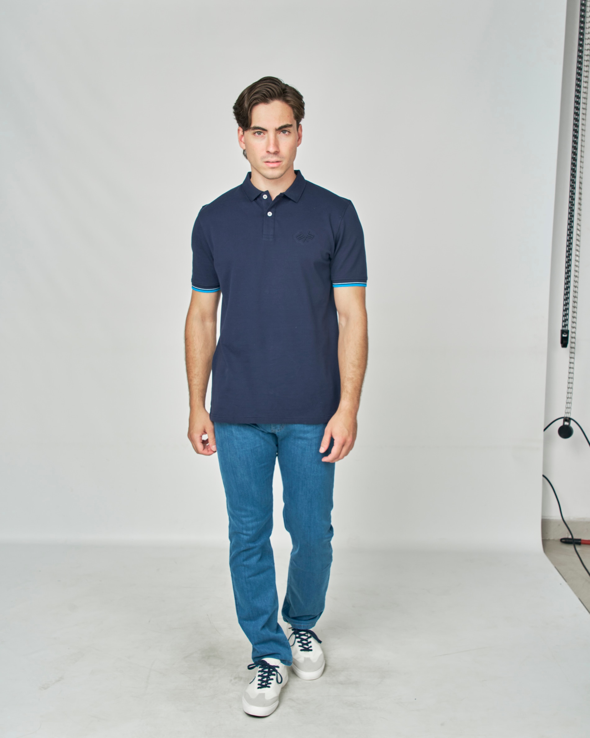 Polo Piqué Contraste Liso Azul-marinho-4