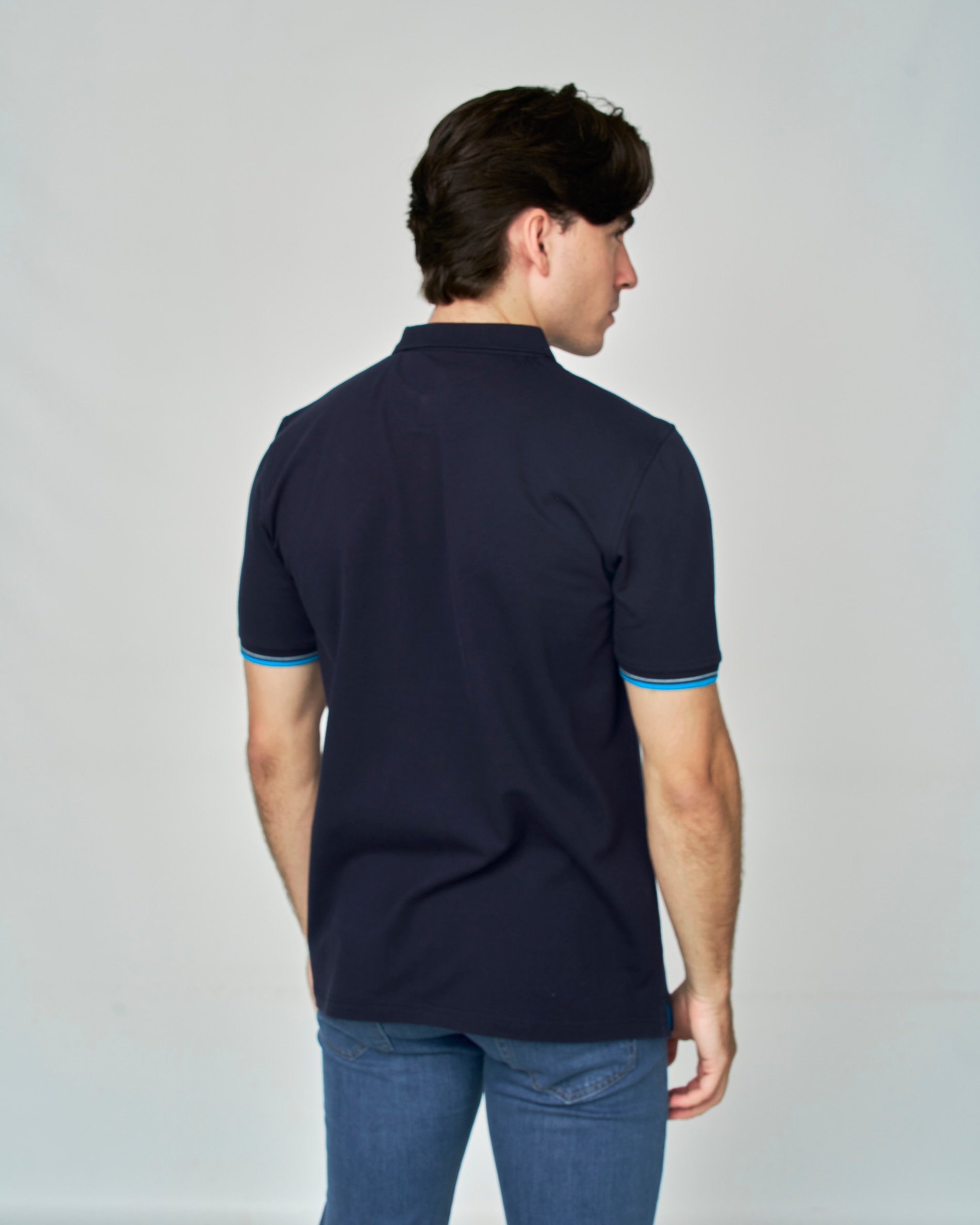 Polo Piqué Liso Azul-acinzentado-3