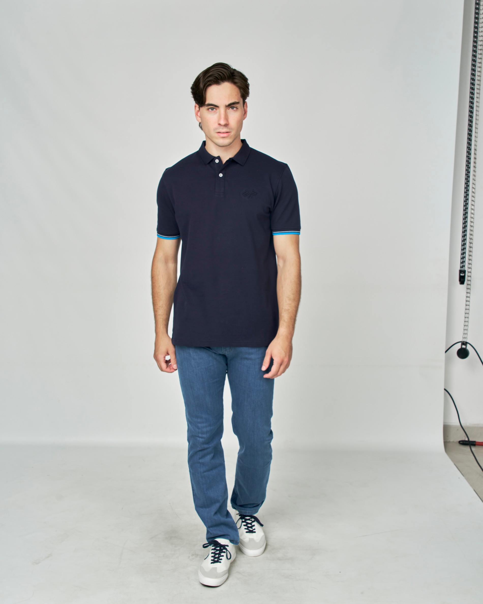 Polo Piqué Liso Azul-acinzentado-4