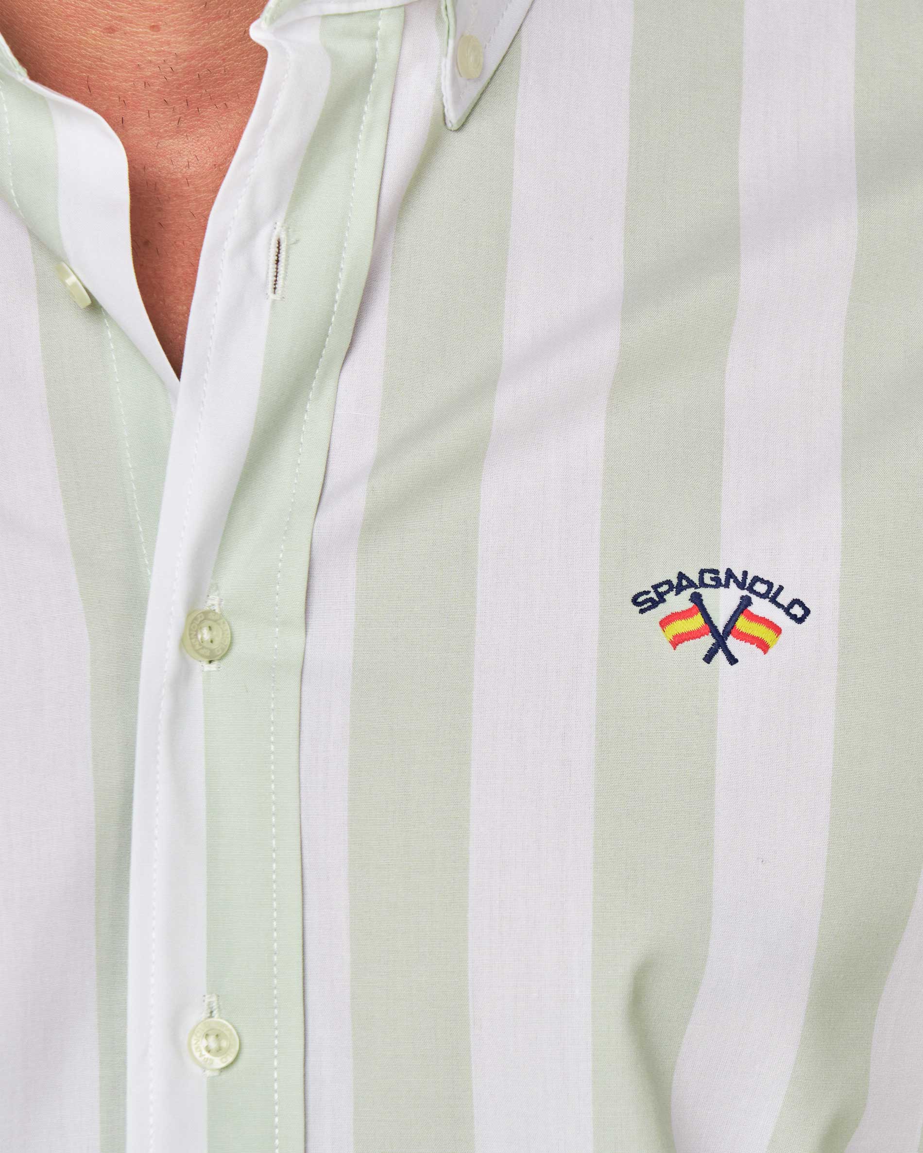 Camisa em Popelina Às Riscas Verde-claro-2
