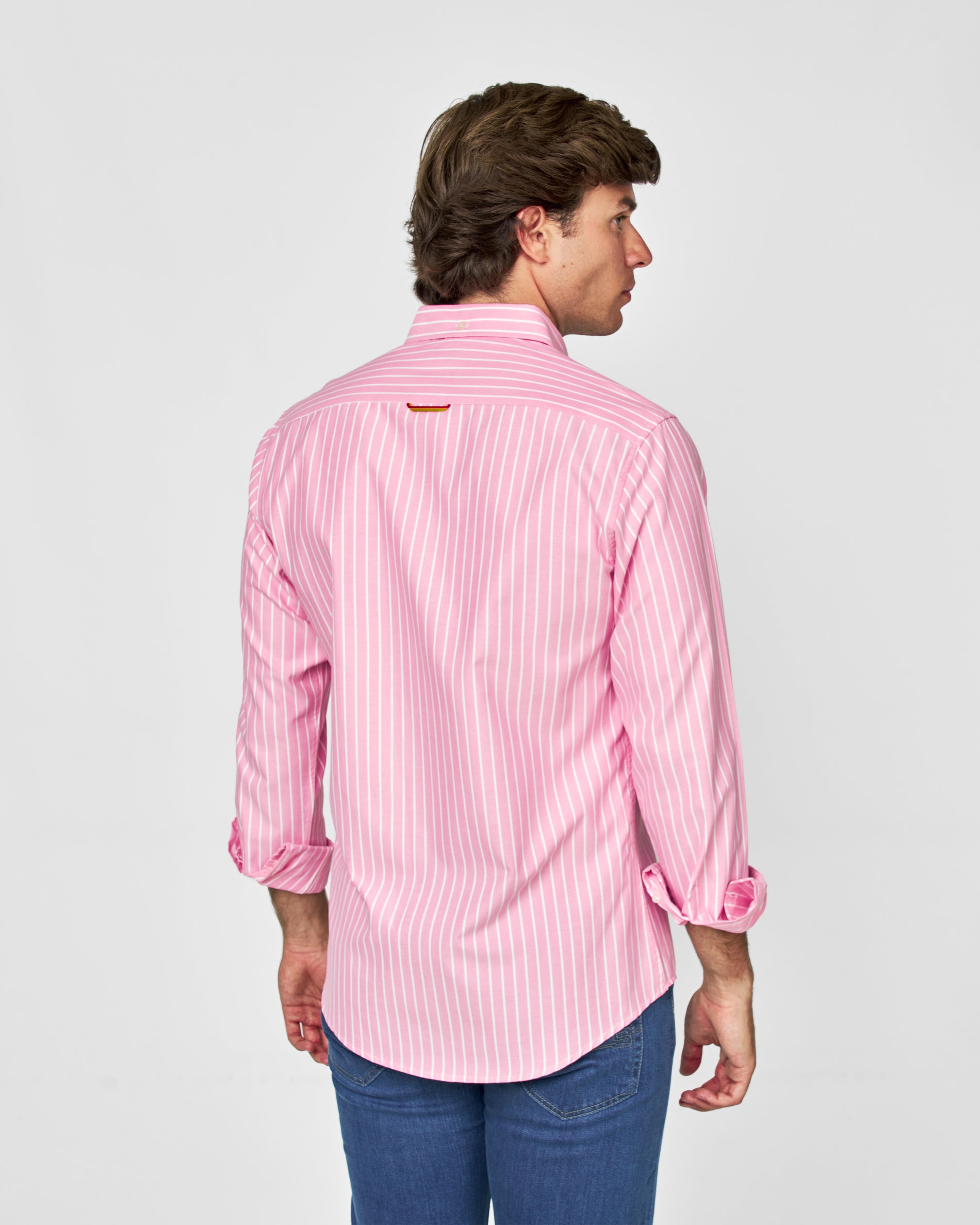 Camisa Oxford Às Riscas Rosa-claro-3