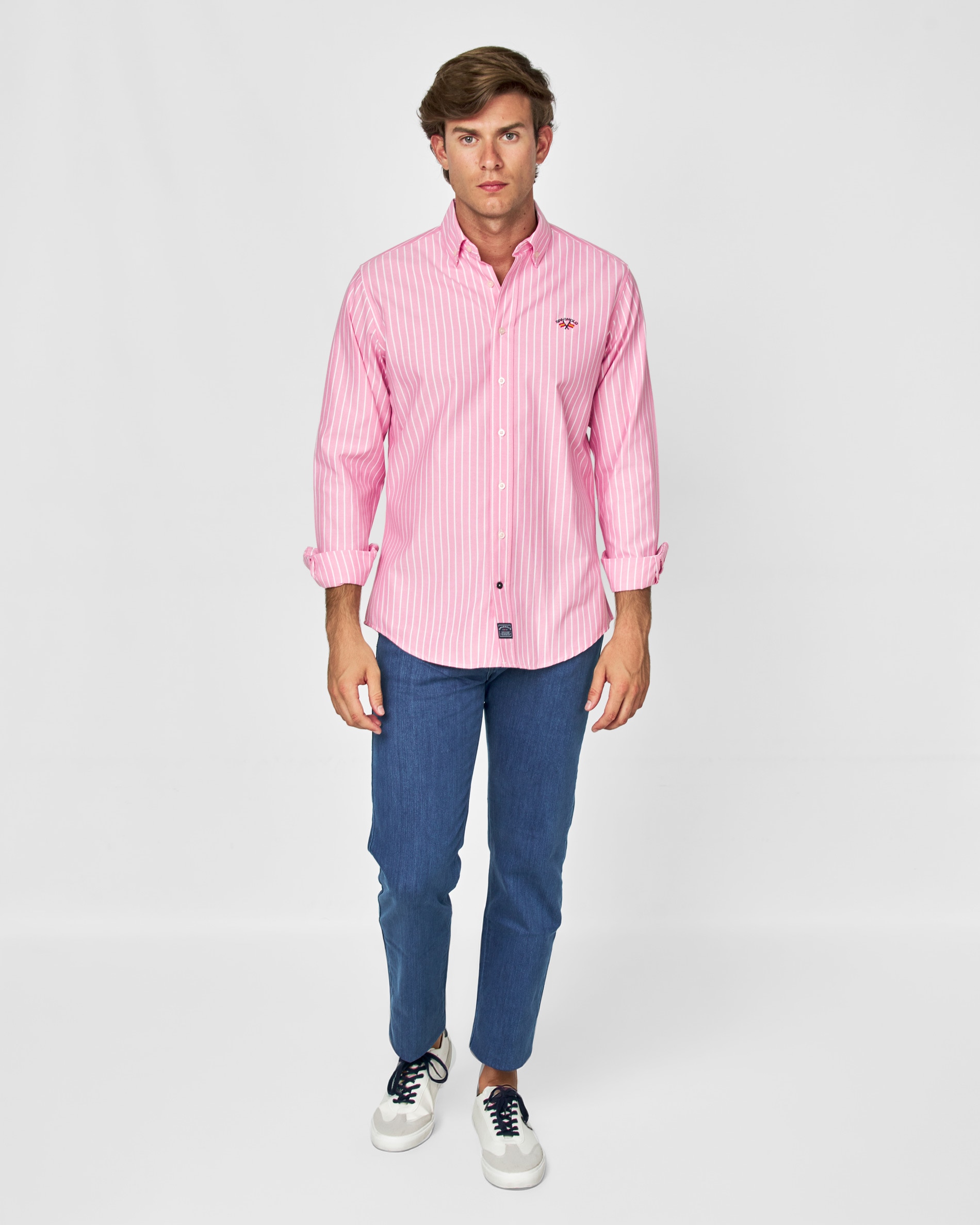 Camisa Oxford Às Riscas Rosa-claro-4