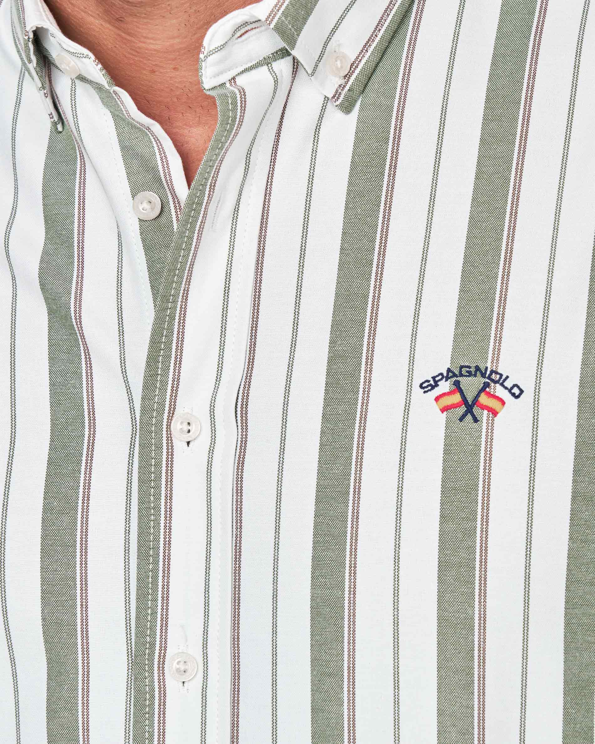 Camisa Oxford Às Riscas Branco / Verde-2