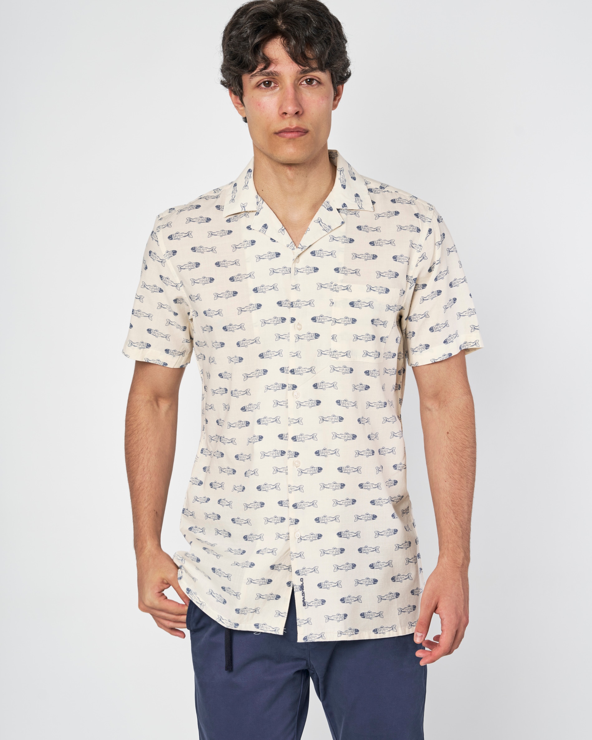 Imagem 0 de Camisa de Popelina com Estampado de Manga Curta
