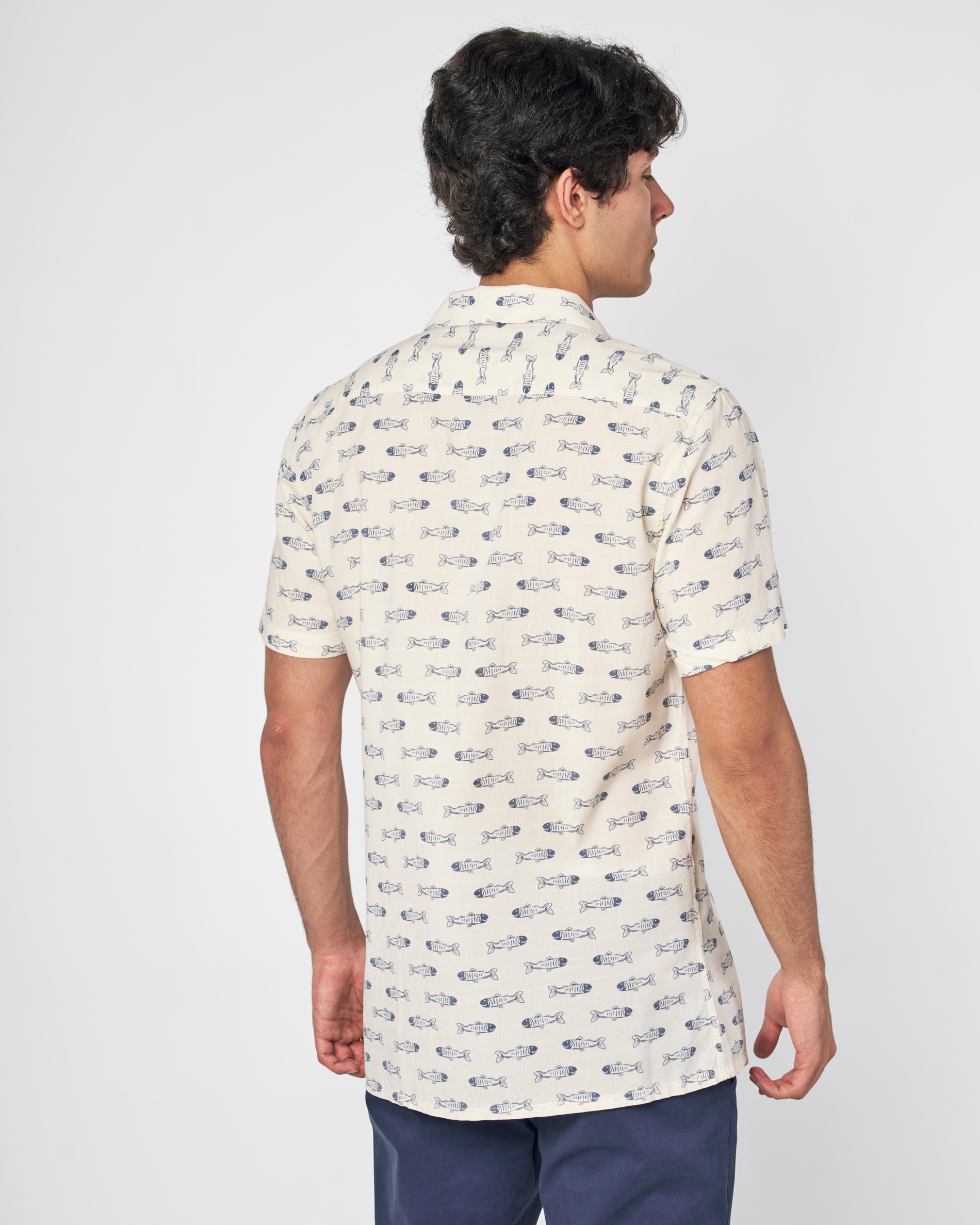 Camisa de Popelina com Estampado de Manga Curta Amarelo-3