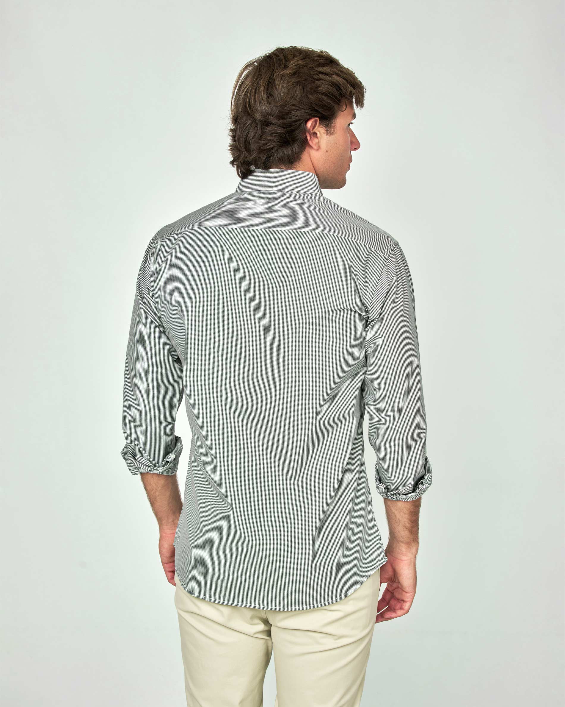 Camisa em Popelina Aos Quadrados Verde-3