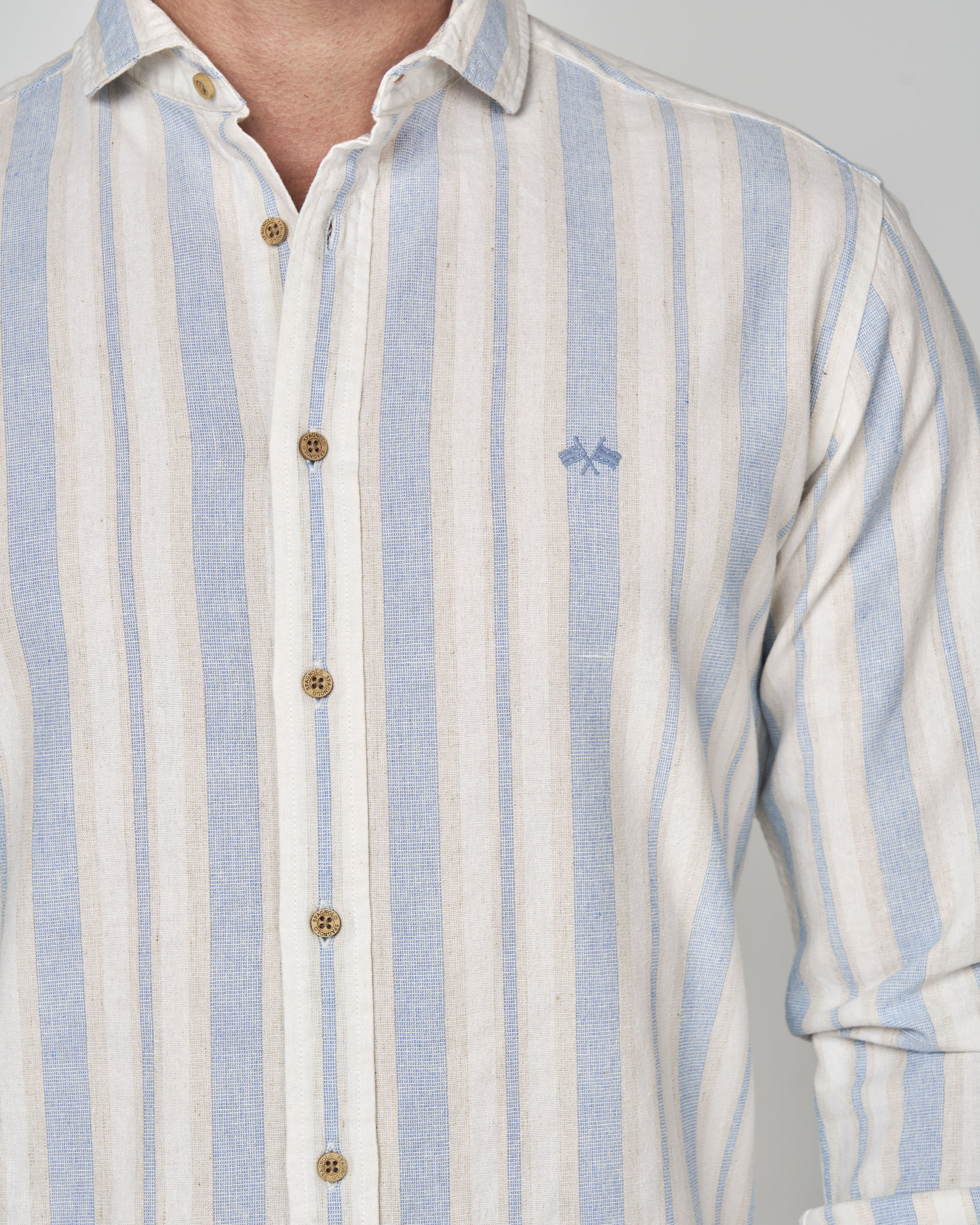 Camisa Rústica Às Riscas Azul/Branco-2