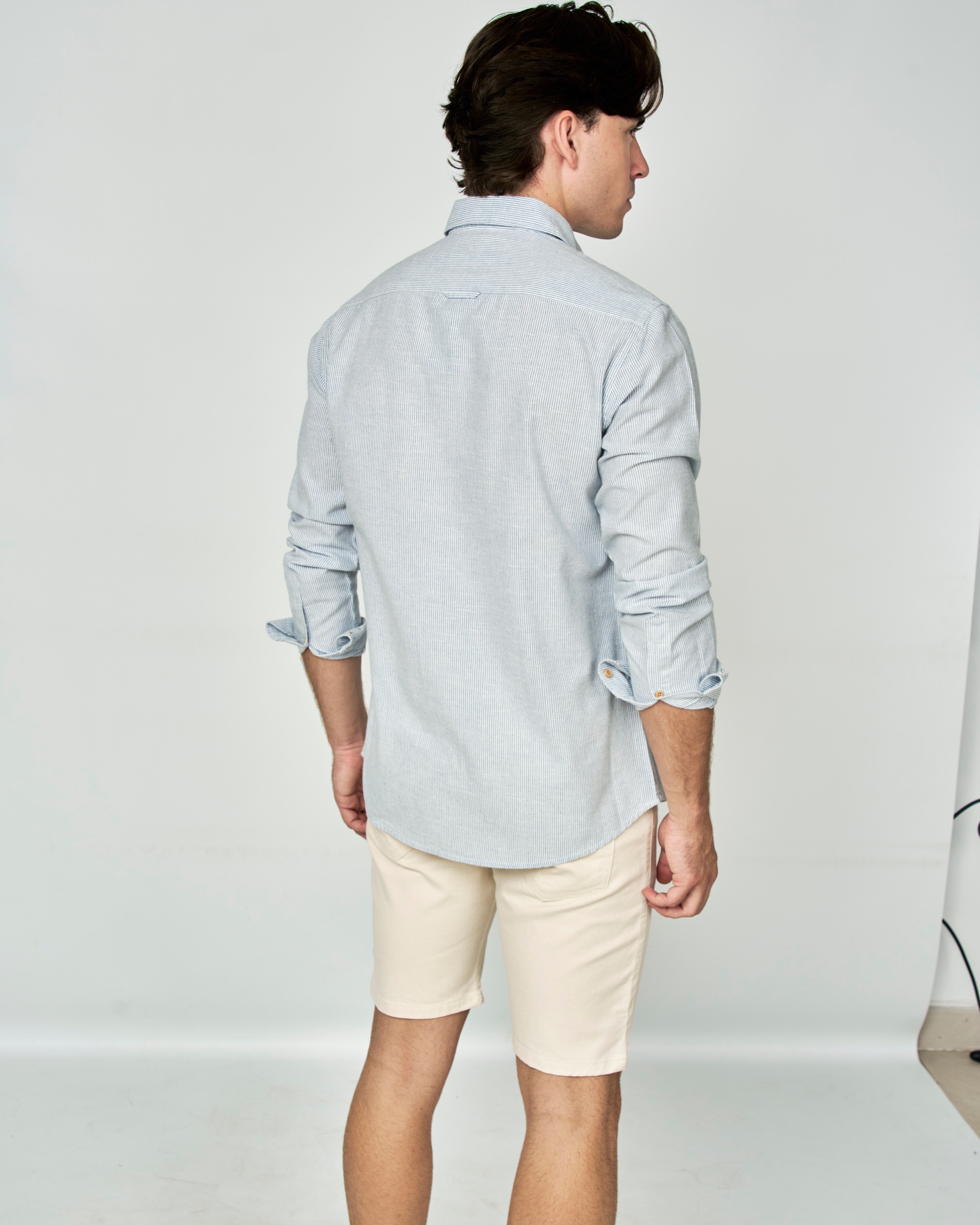 Camisa Rústica Às Riscas Azul-claro-3