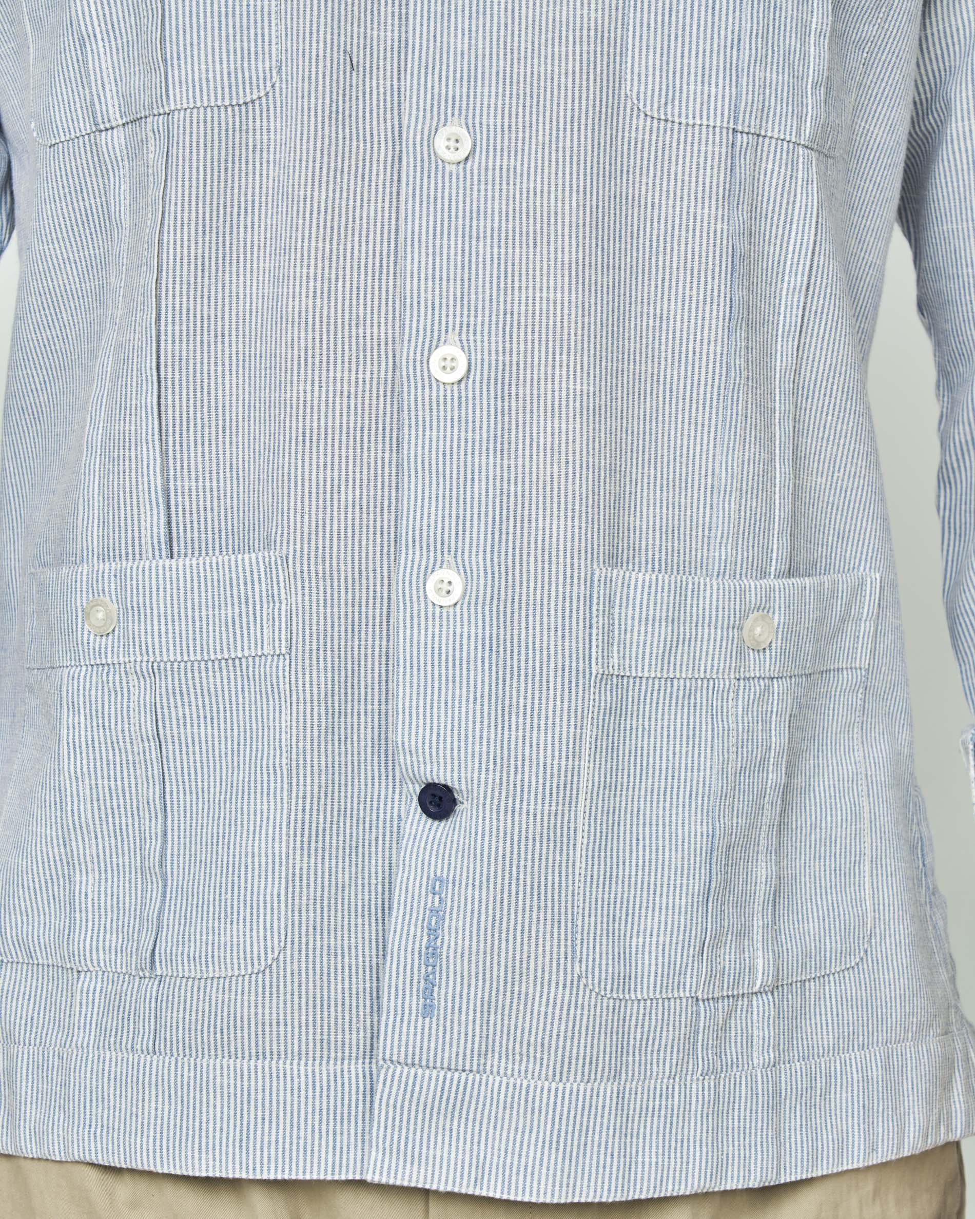 Camisa Cubana Rústica Às Riscas Azul-claro-2