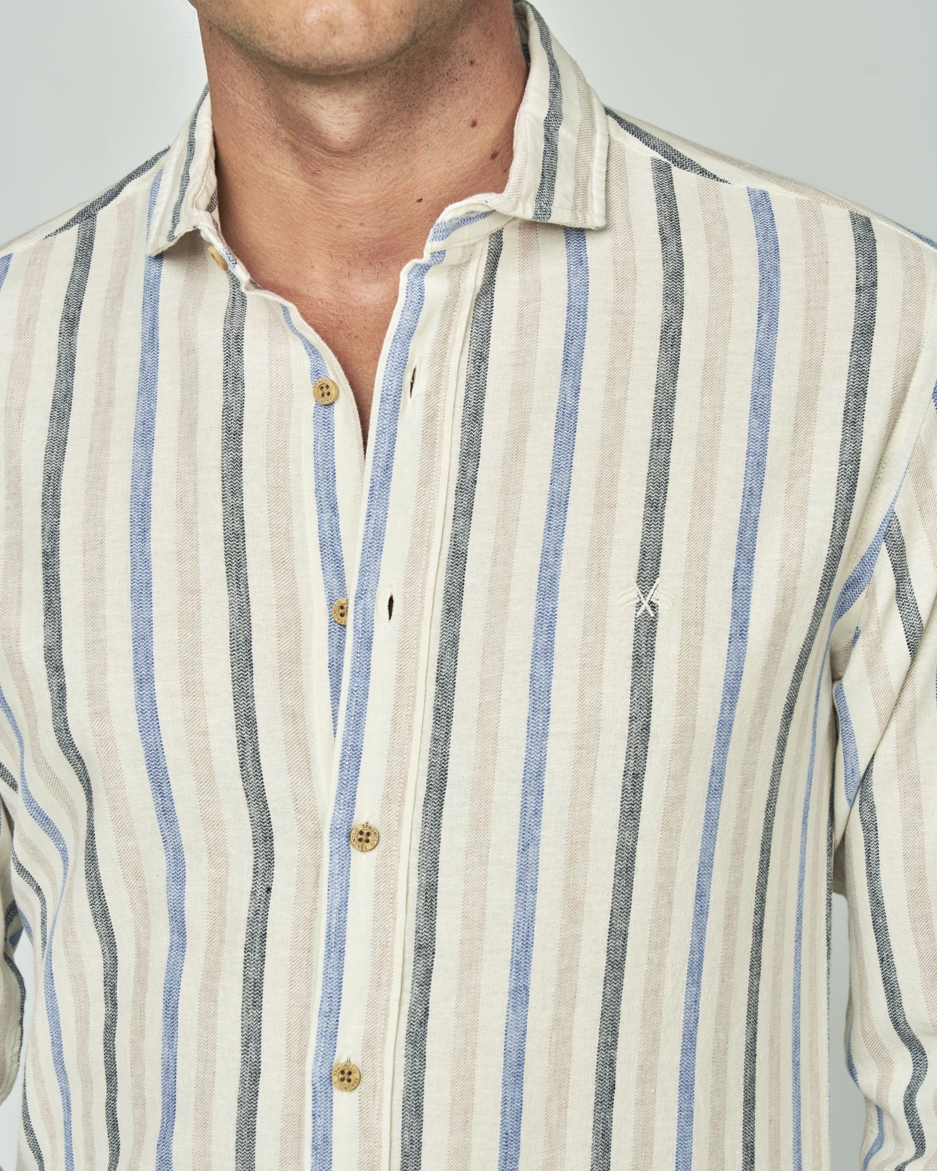 Camisa Rústica Às Riscas Multicolor-2