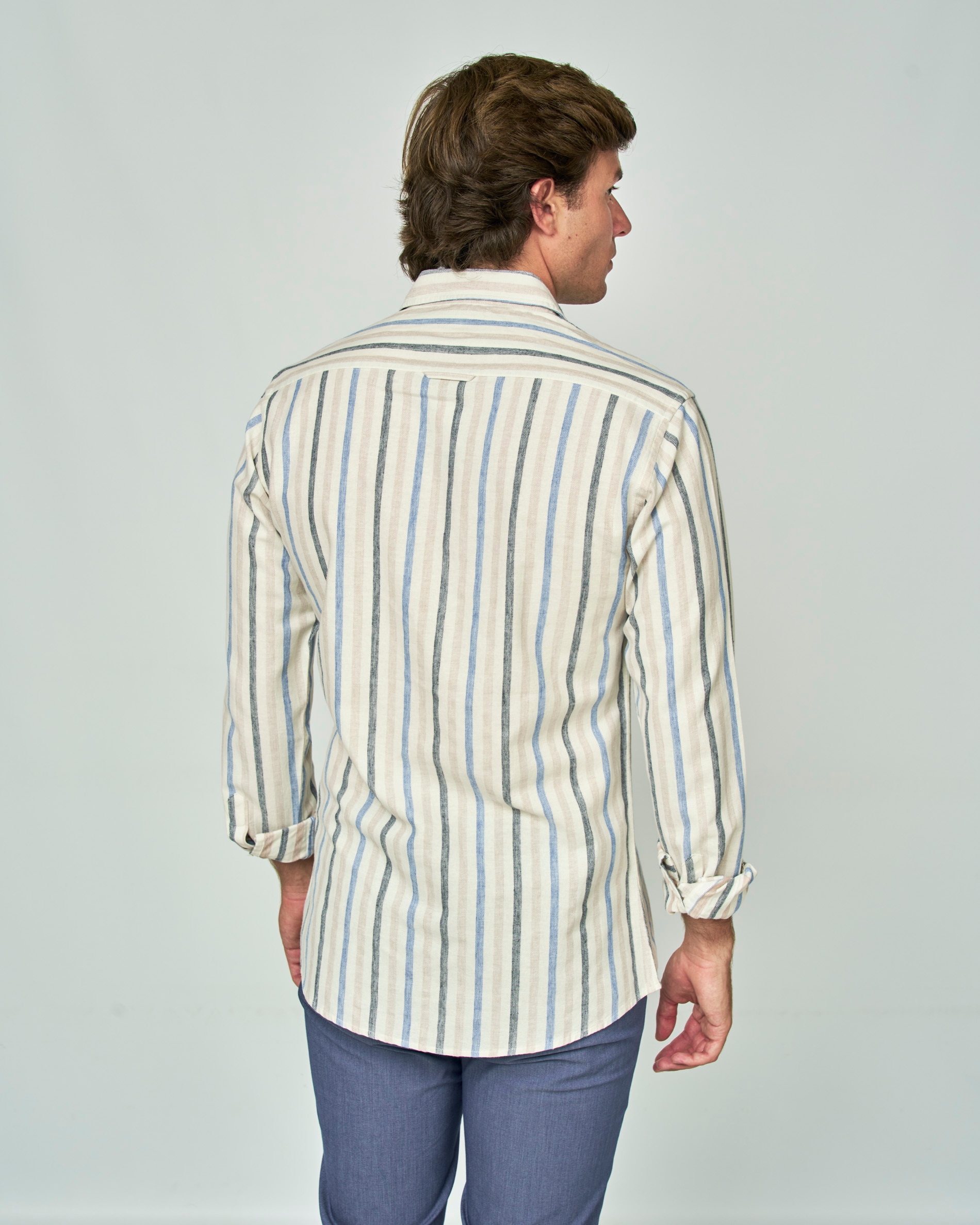 Camisa Rústica Às Riscas Multicolor-3