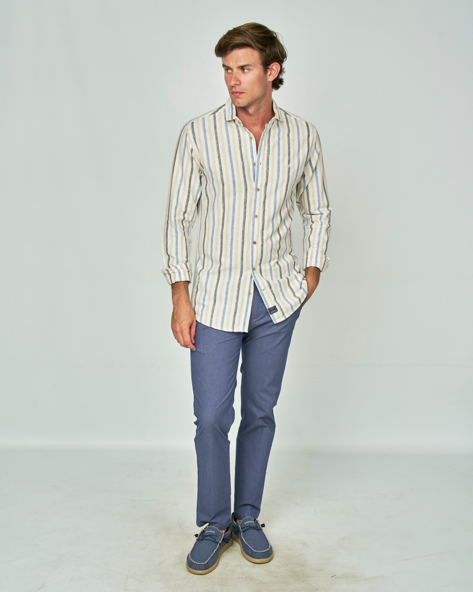 Camisa Rústica Às Riscas Multicolor-4
