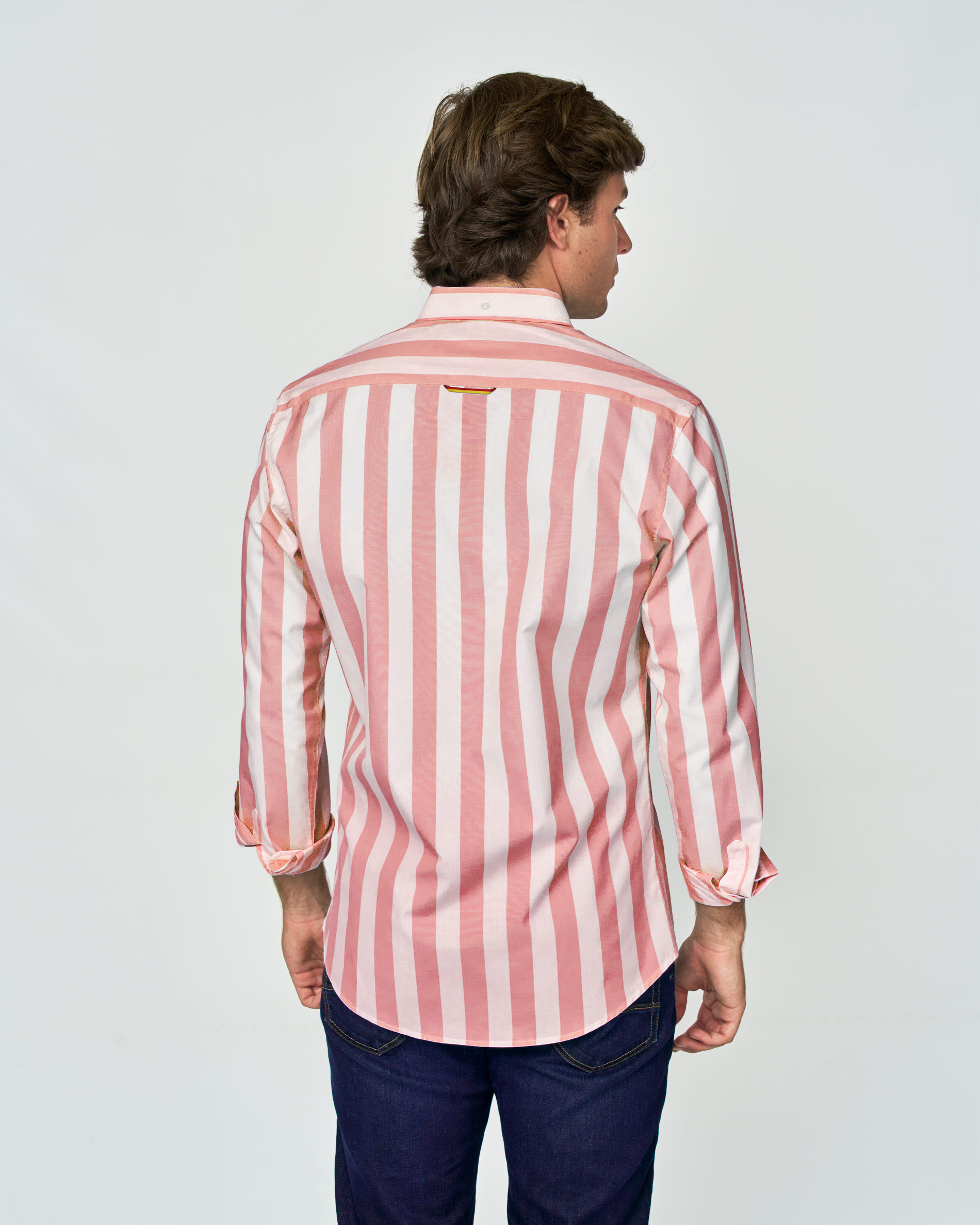 Camisa em Popelina Às Riscas Vermelho / Branco-3