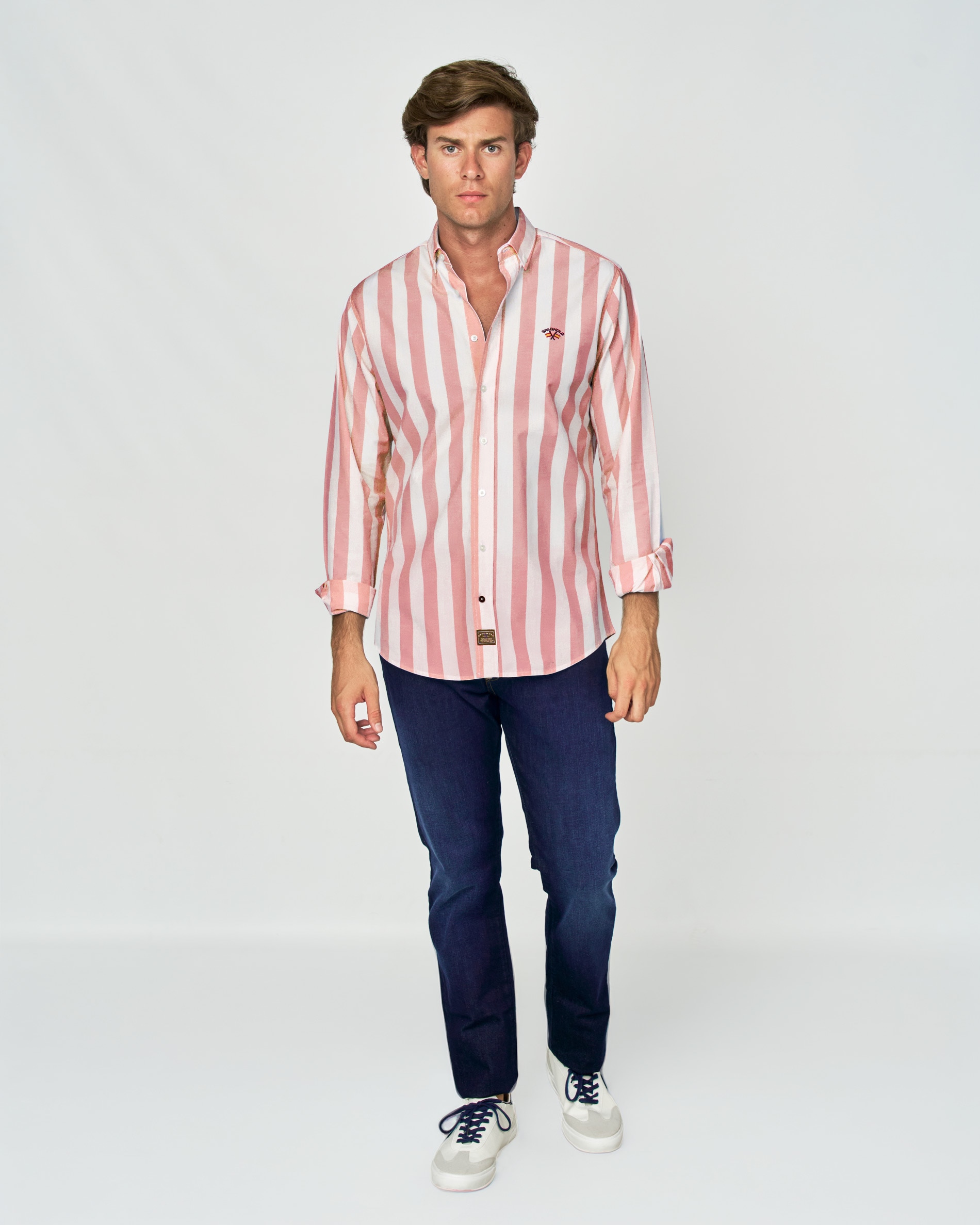 Camisa em Popelina Às Riscas Vermelho / Branco-4