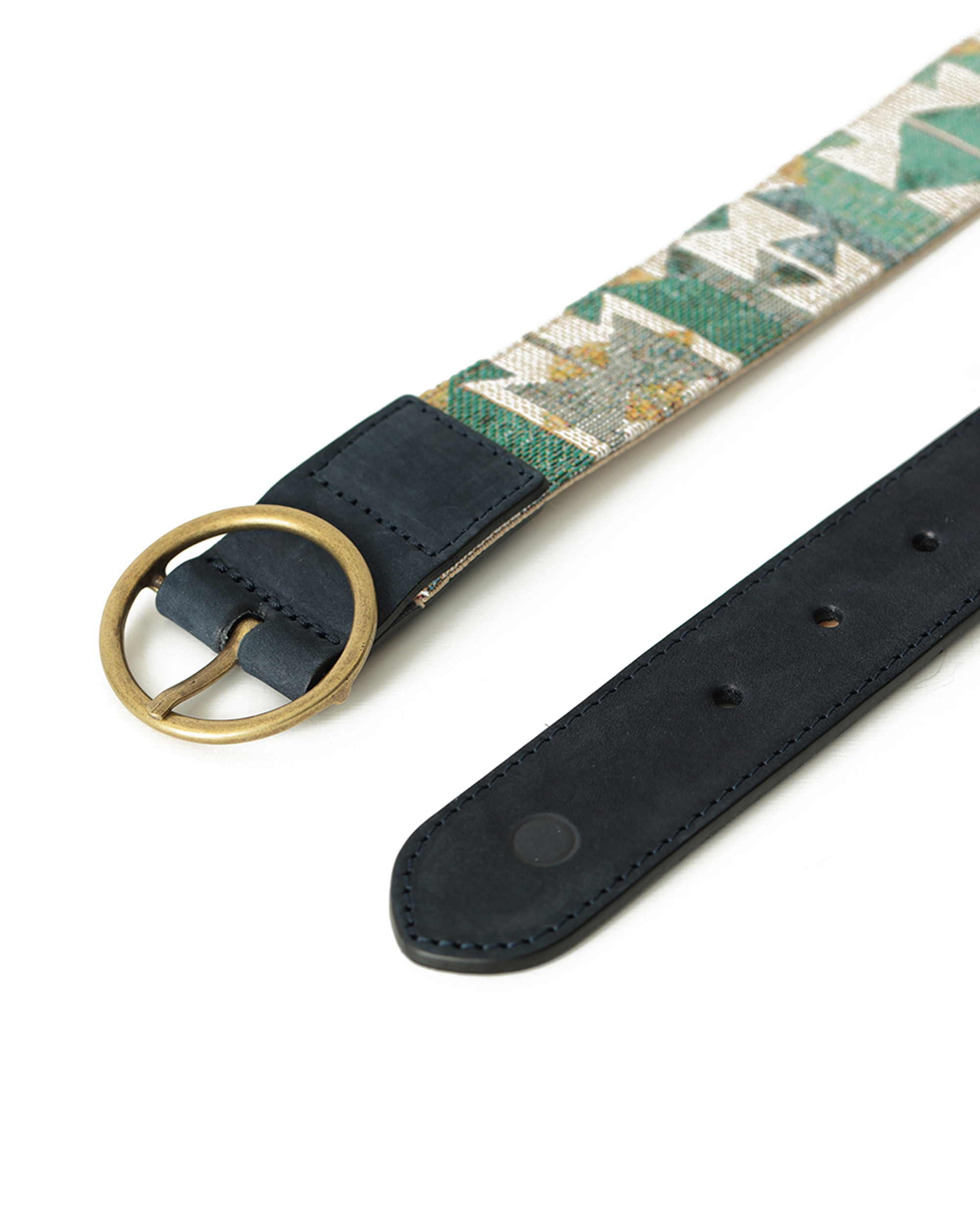 Cinto de Camurça e Tecido Étnico Azul / Verde-2