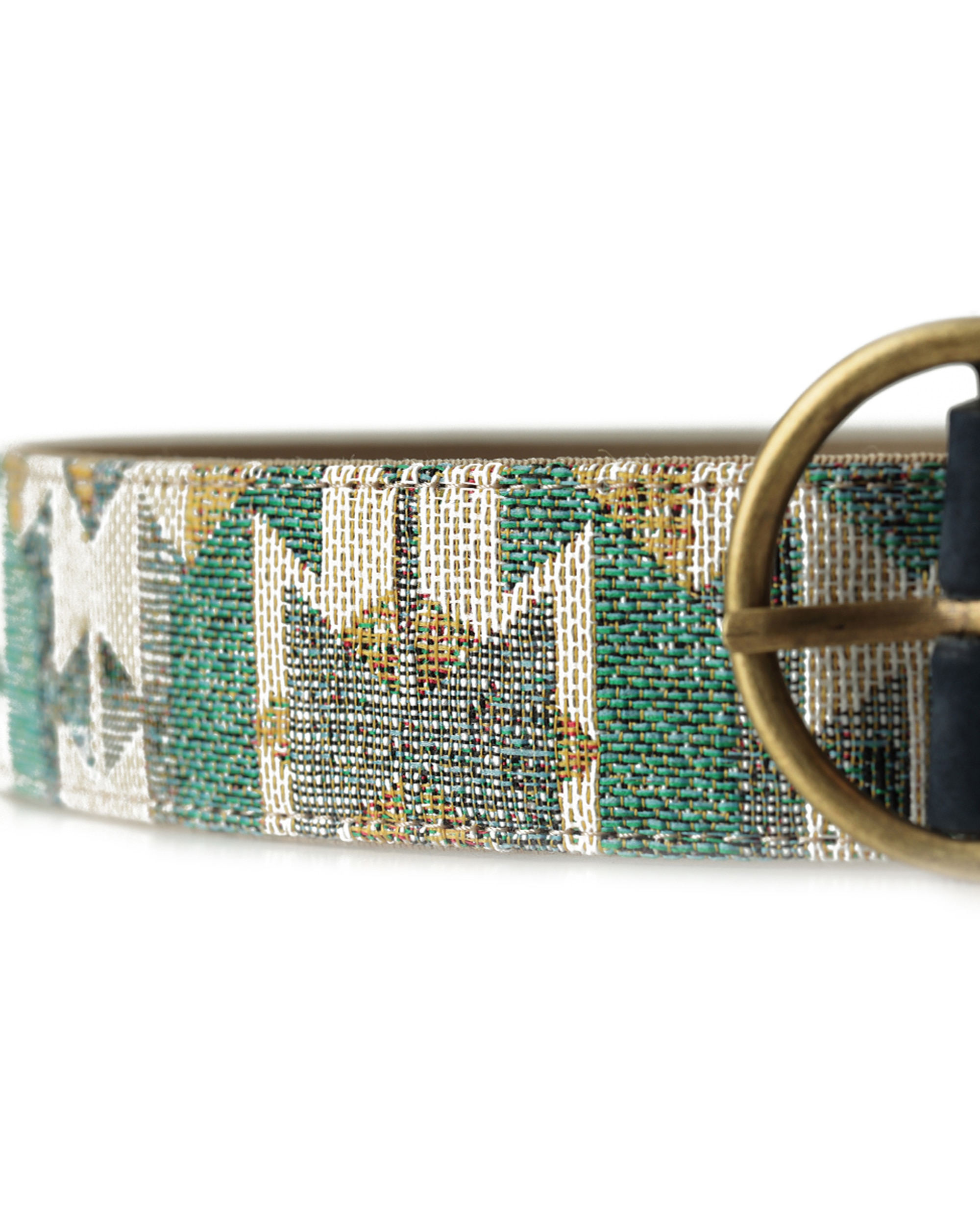 Cinto de Camurça e Tecido Étnico Azul / Verde-4