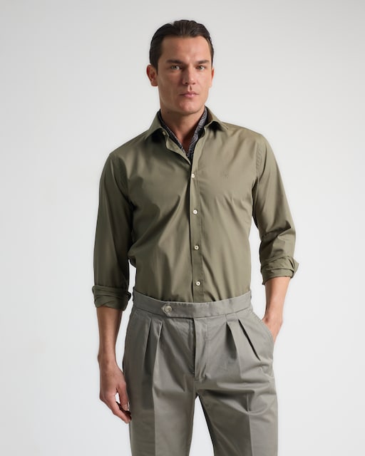 Imagem 0 de Camisa Popelina Custom Fit Caqui