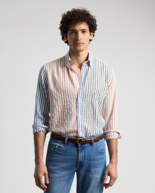 Imagem 0 de Camisa Patchwork às Riscas Custom Fit