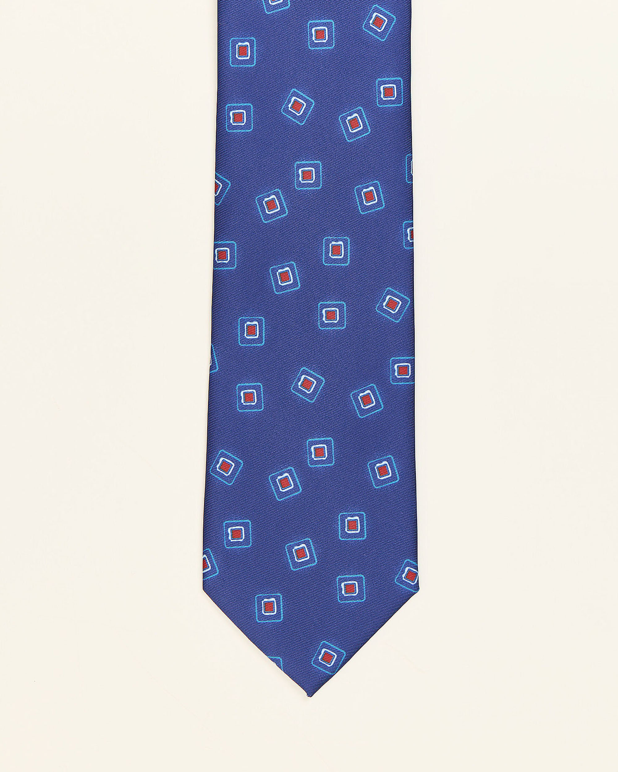 Gravata com Estampado Geométrico em Azul Tinta Azul-índigo-1