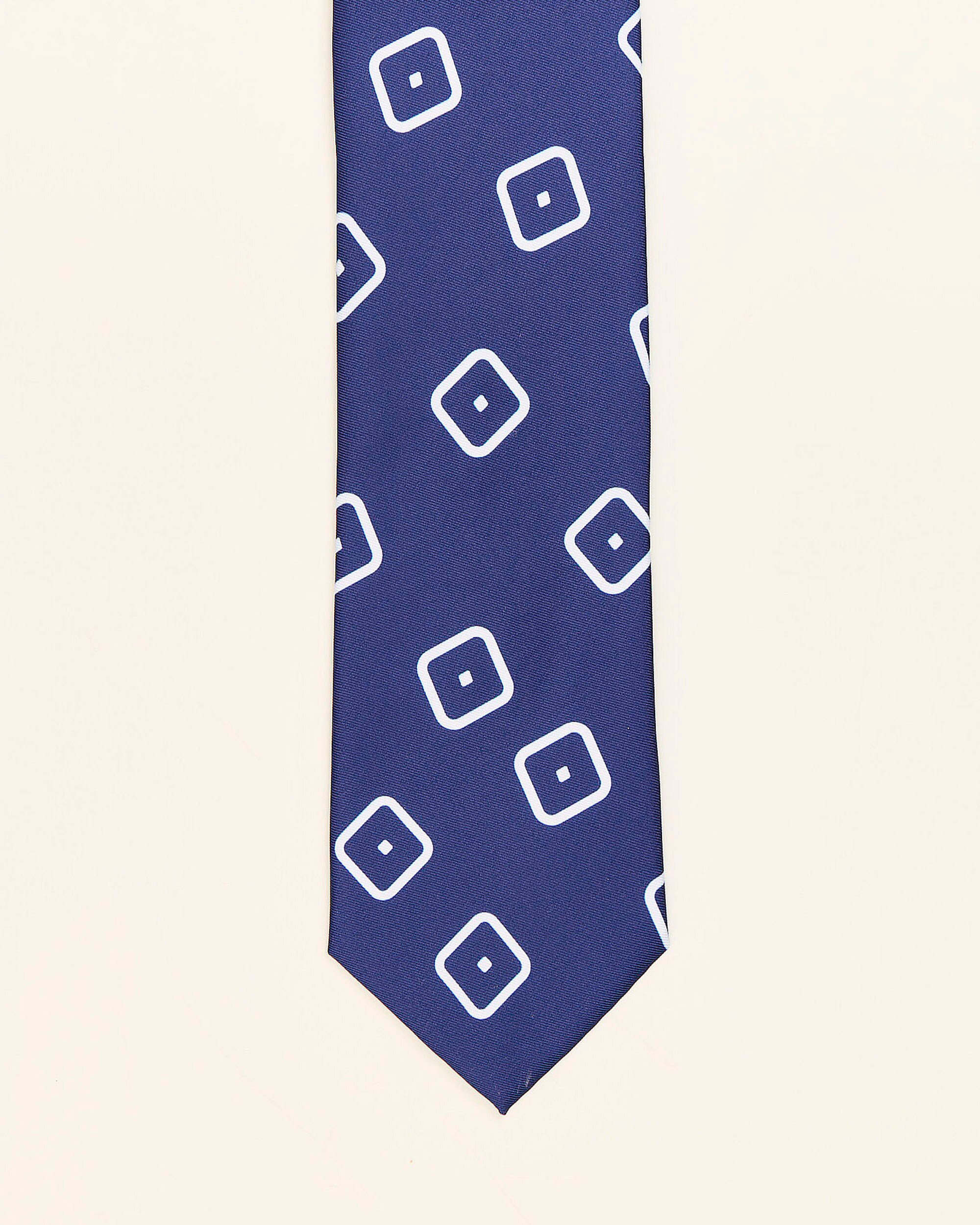 Gravata com Estampado Geométrico em Azul Tinta Azul-índigo-1