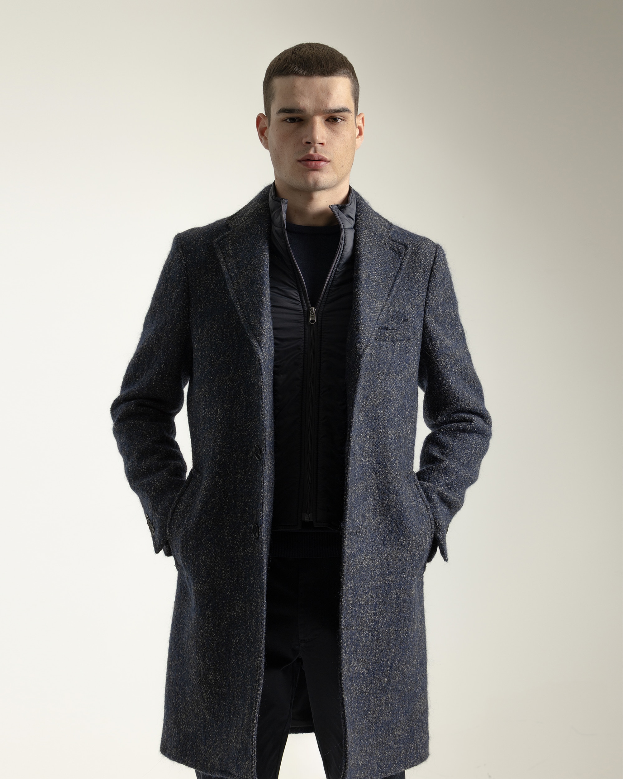 Imagem 0 de Sobretudo com Gola Desmontável Azul