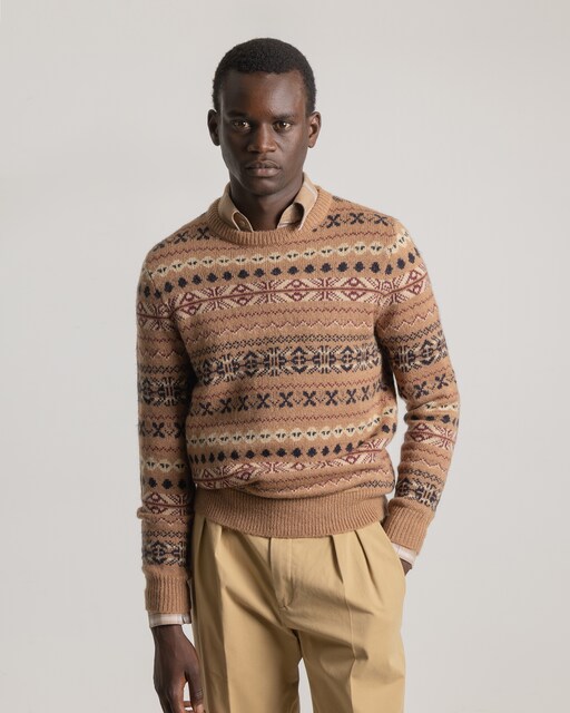 Imagem 0 de Camisola Jacquard Fairisle em Castanho