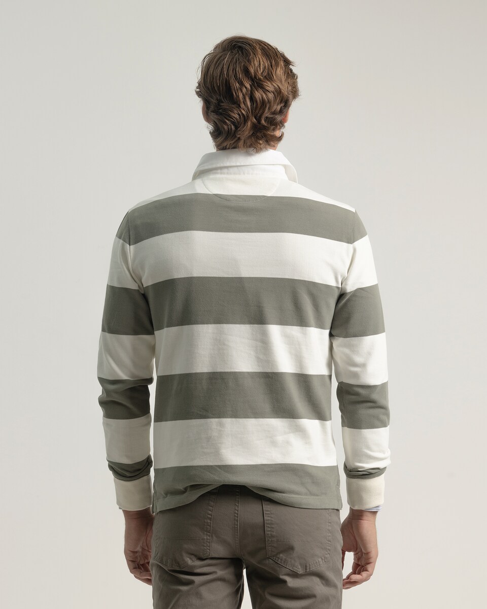 Polo Às Riscas de Manga Comprida Verde-4