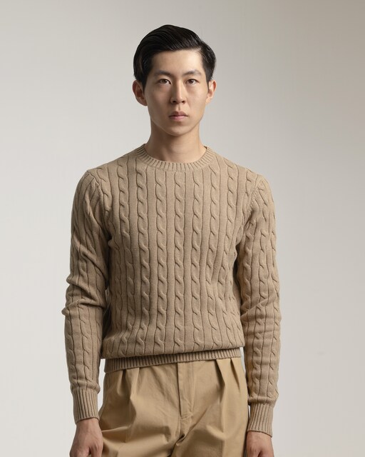 Imagem 0 de Camisola Cable Knit com Gola Redonda