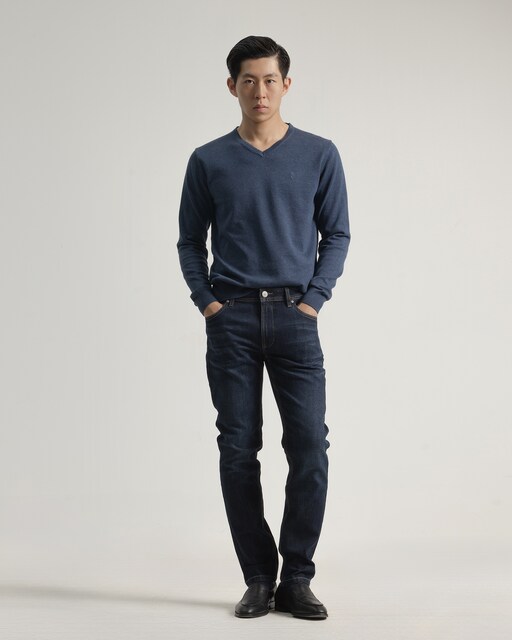 Imagem 0 de Calças Raw Denim Algodão Slim Fit