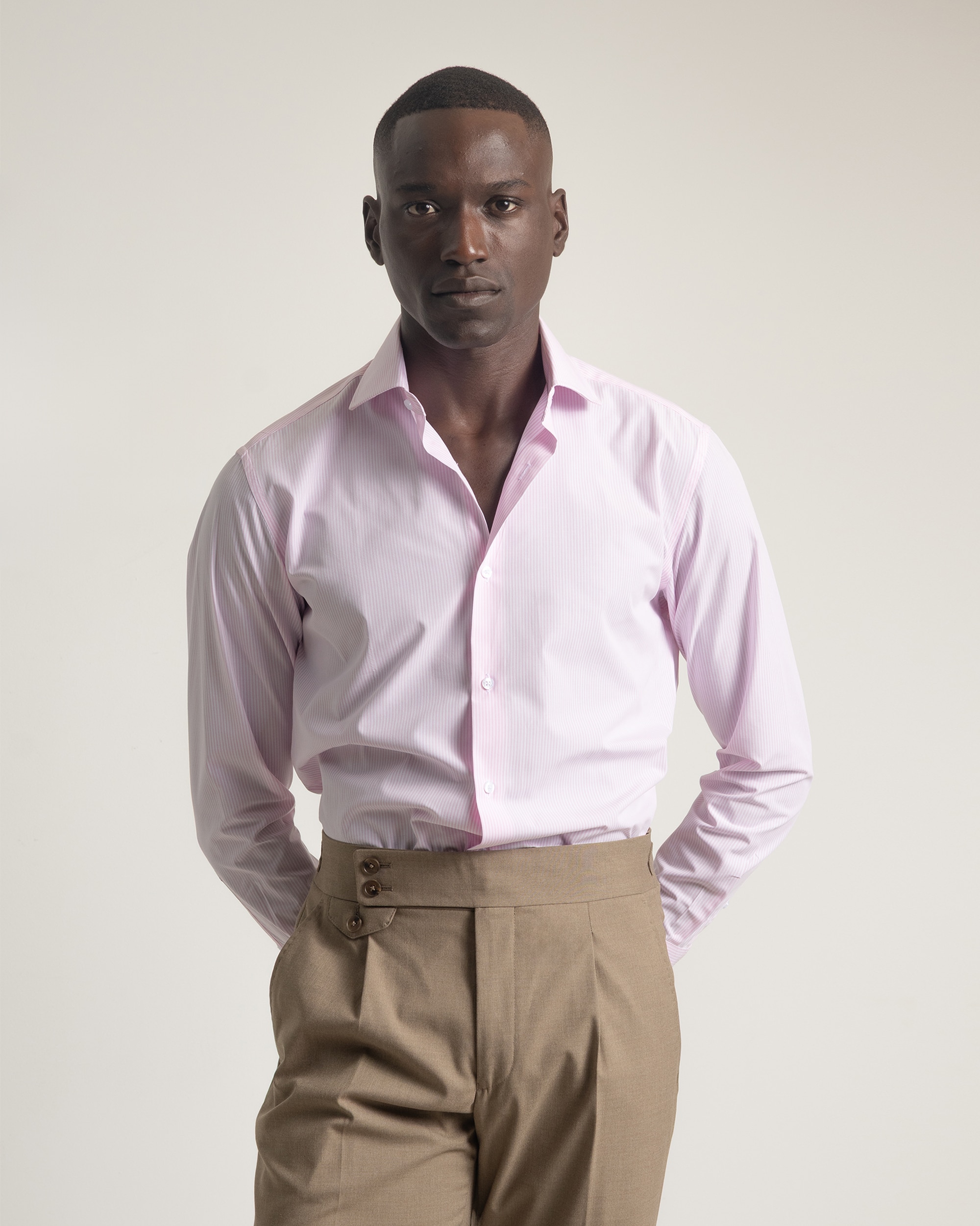 Imagem 0 de Camisa Formal Às Mil Riscas Regular Fit Rosa
