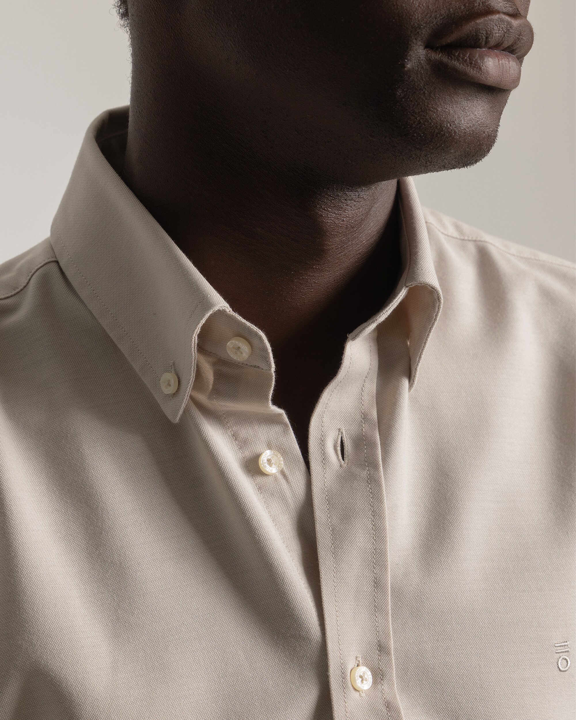 Camisa Oxford Custom Fit Bege-3