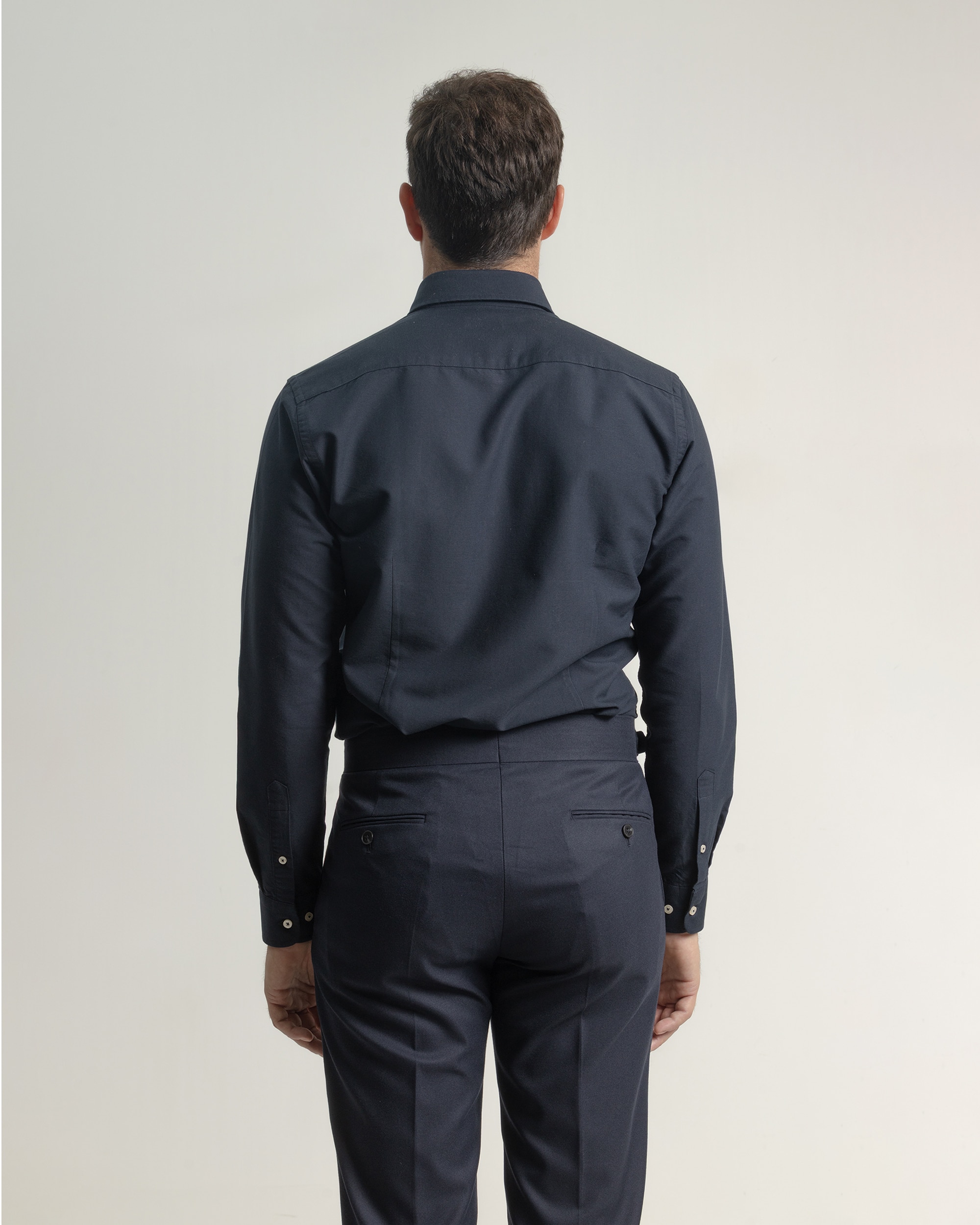 Camisa Casual Oxford Algodão Custom Fit Azul-marinho-4