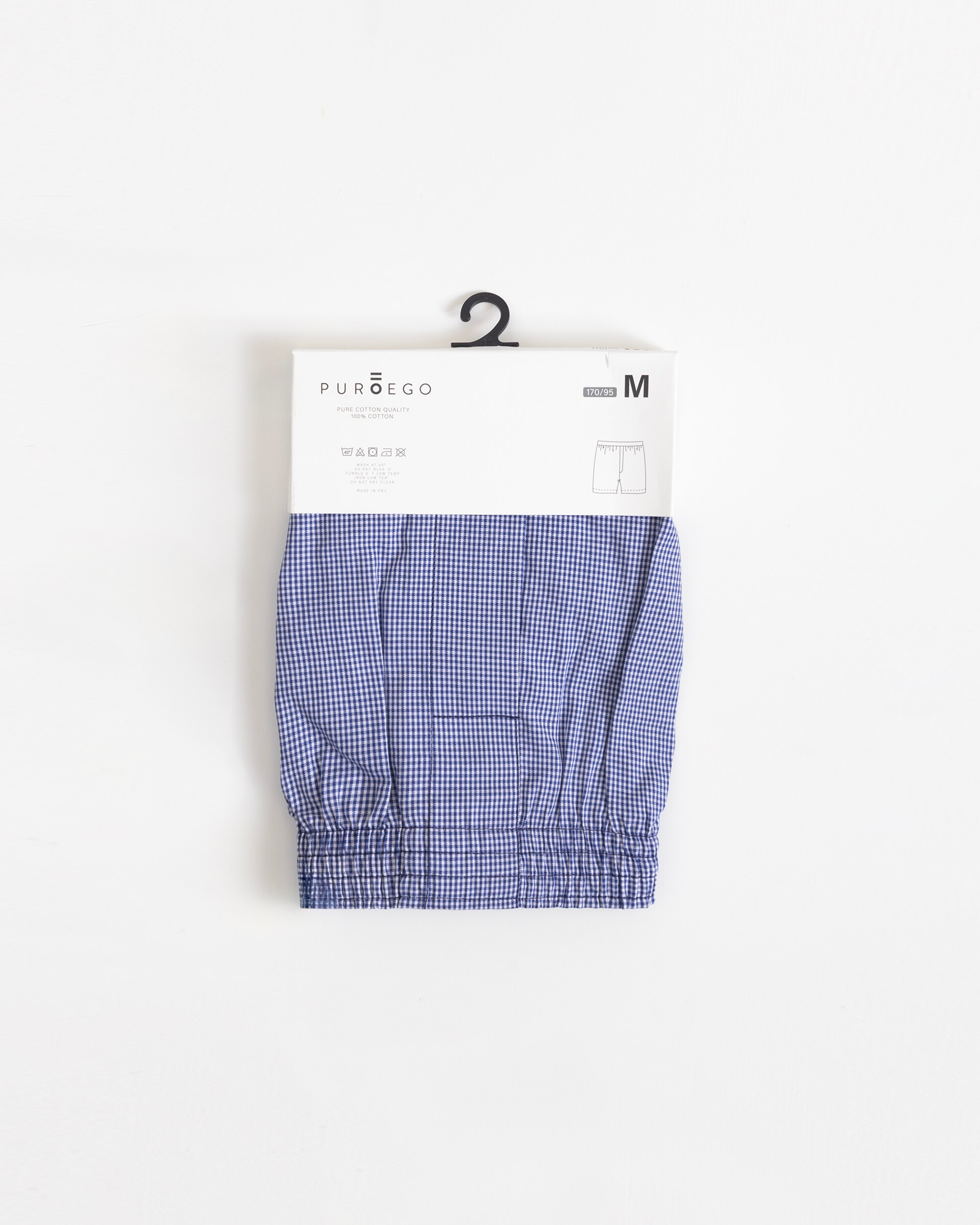 Boxer de Tecido Algodão Microxadrez Azul Azul-3