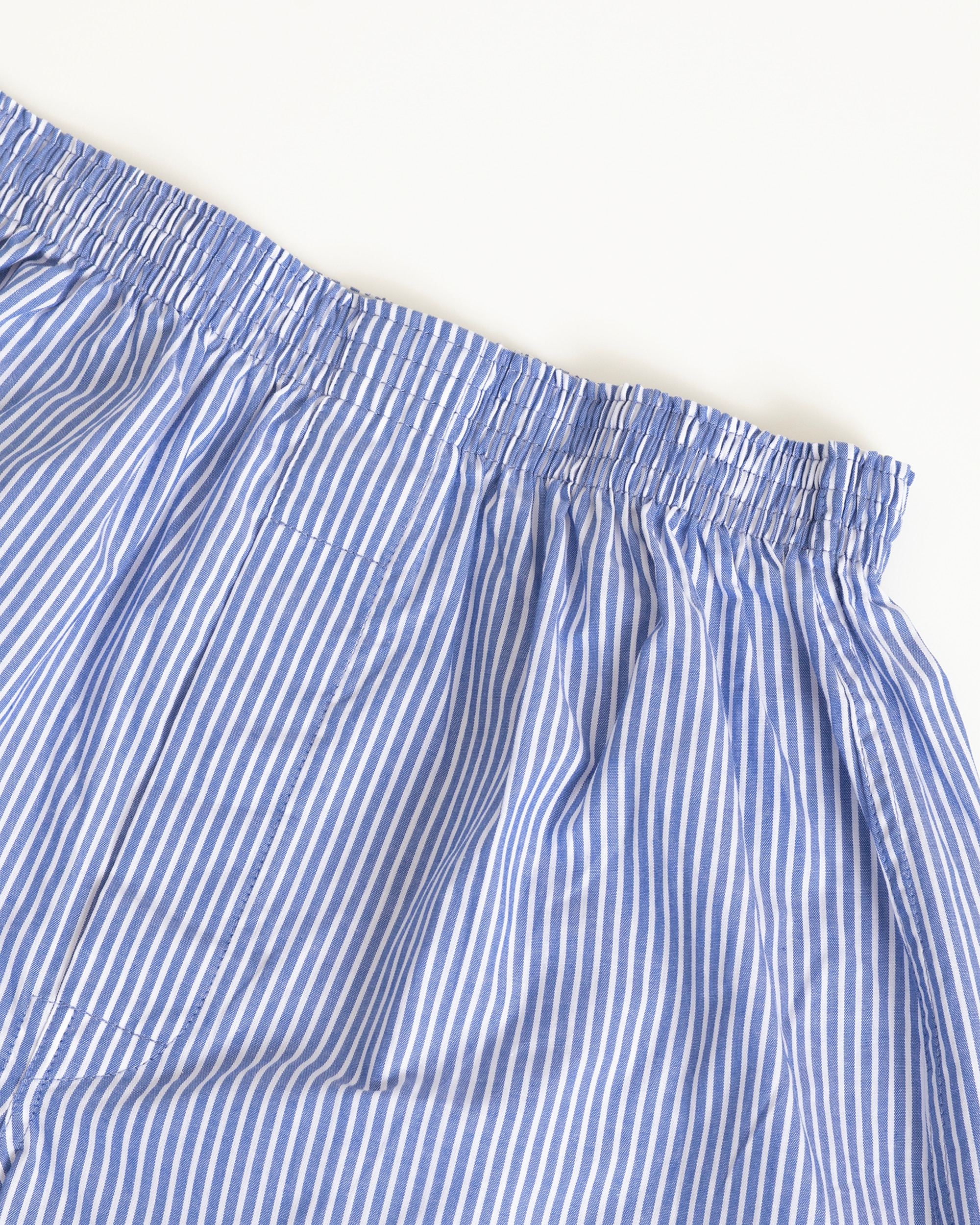 Boxer de Tecido Algodão Às Riscas em Azul Tinta Azul-claro-2