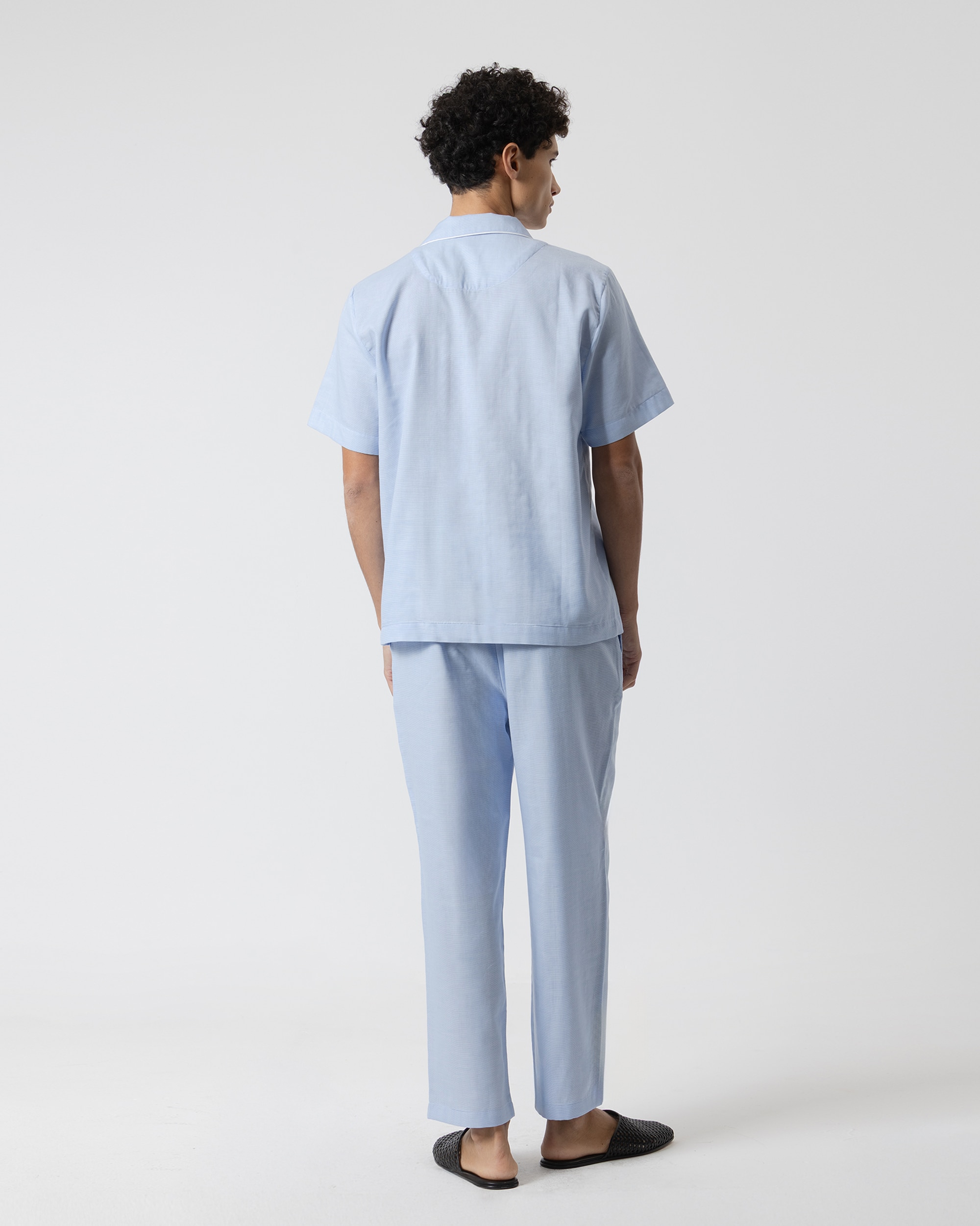 Pijama Completo em Algodão com Estrutura Azul Celeste Azul-celeste-4